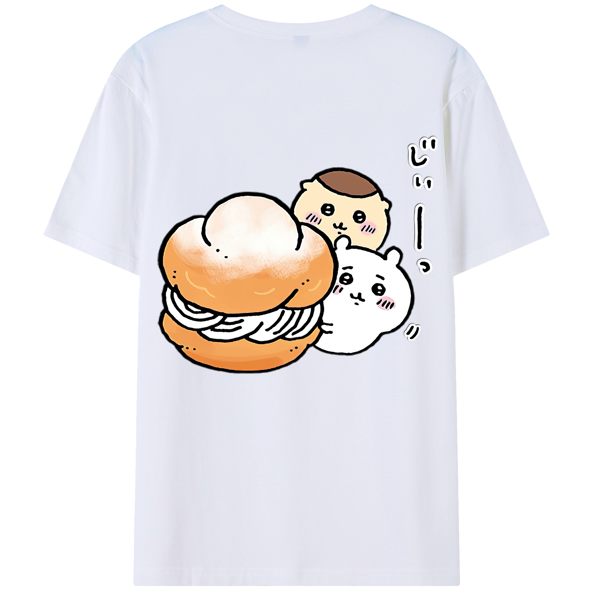 （画像用） ちいかわ くりまんじゅう Chii-kawa kuri manjū 綿100％半袖Tシャツ（背面プリント）