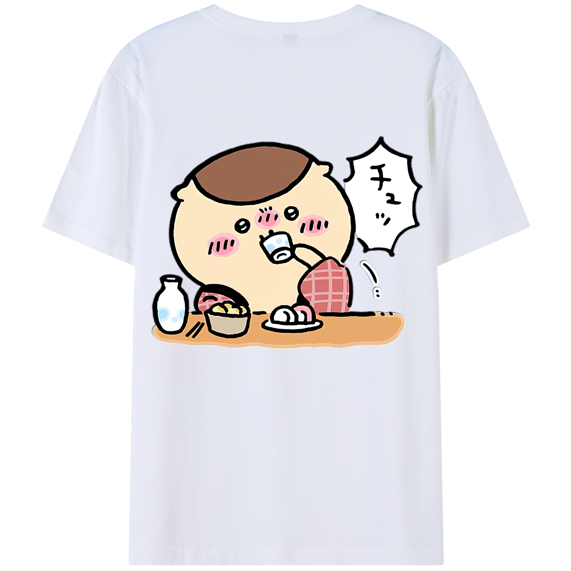 （画像用） ちいかわ くりまんじゅう Chii-kawa kuri manjū 綿100％半袖Tシャツ（背面プリント）
