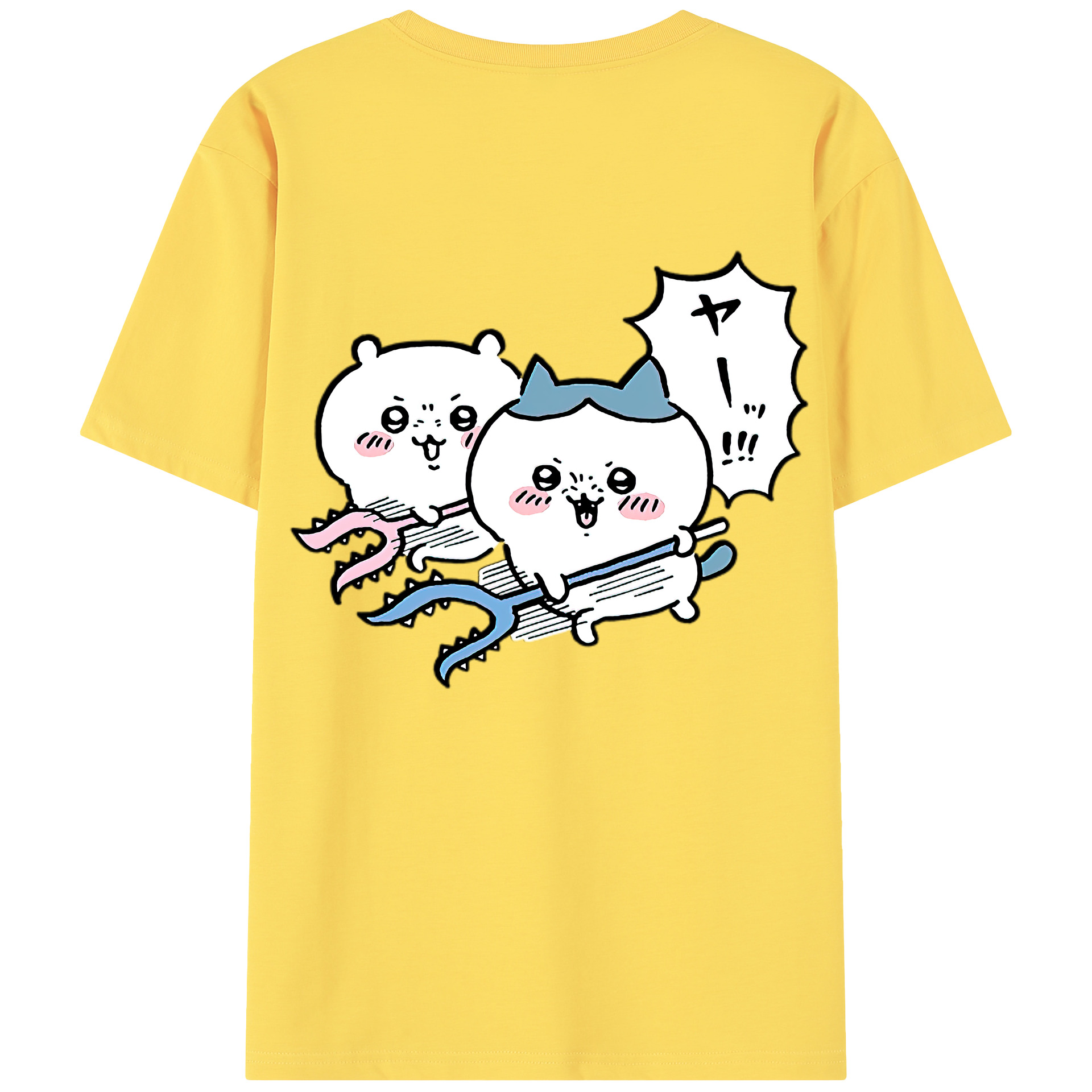 （画像用） ちいかわ ハチワレ Chii-kawa hachiware 綿100％半袖Tシャツ（背面プリント）