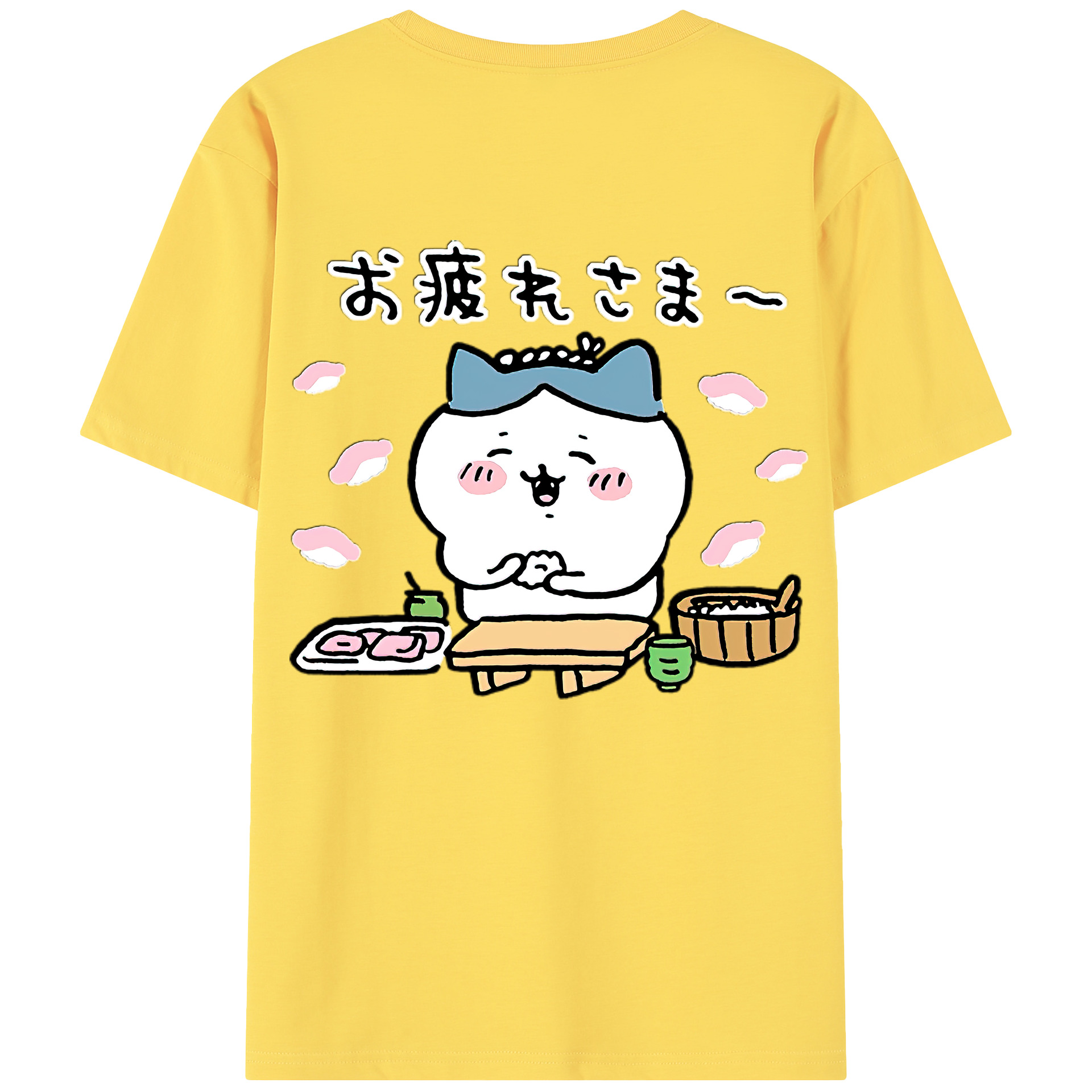 （画像用） ちいかわ ハチワレ Chii-kawa hachiware 綿100％半袖Tシャツ（背面プリント）