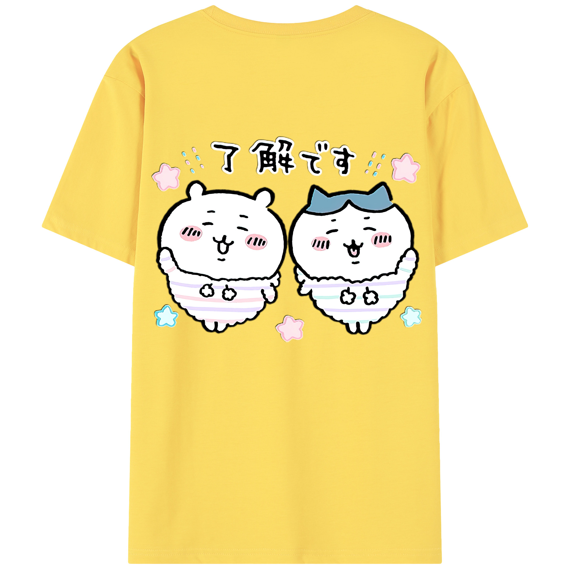（画像用） ちいかわ ハチワレ Chii-kawa hachiware 綿100％半袖Tシャツ（背面プリント）
