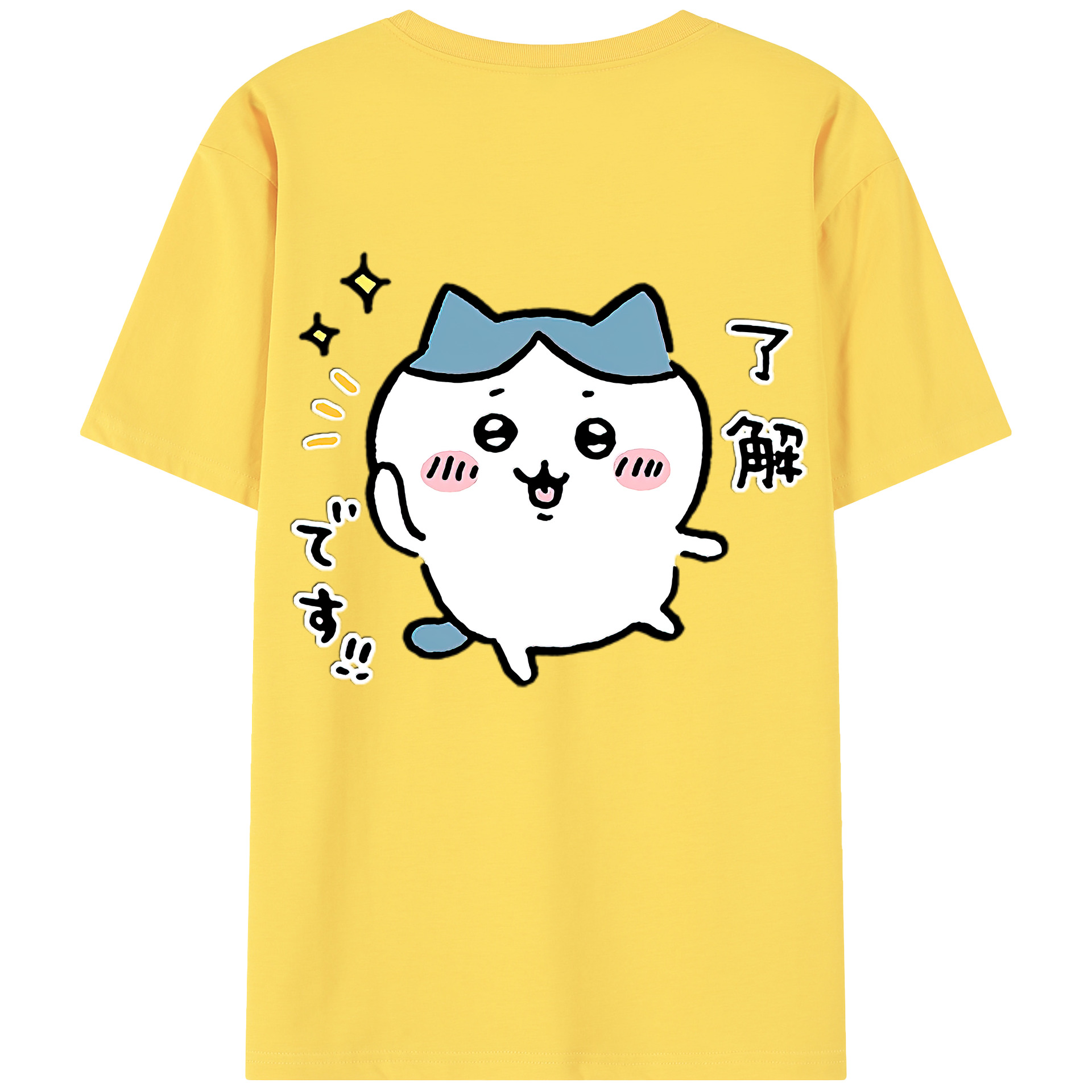 （画像用） ちいかわ ハチワレ Chii-kawa hachiware 綿100％半袖Tシャツ（背面プリント）