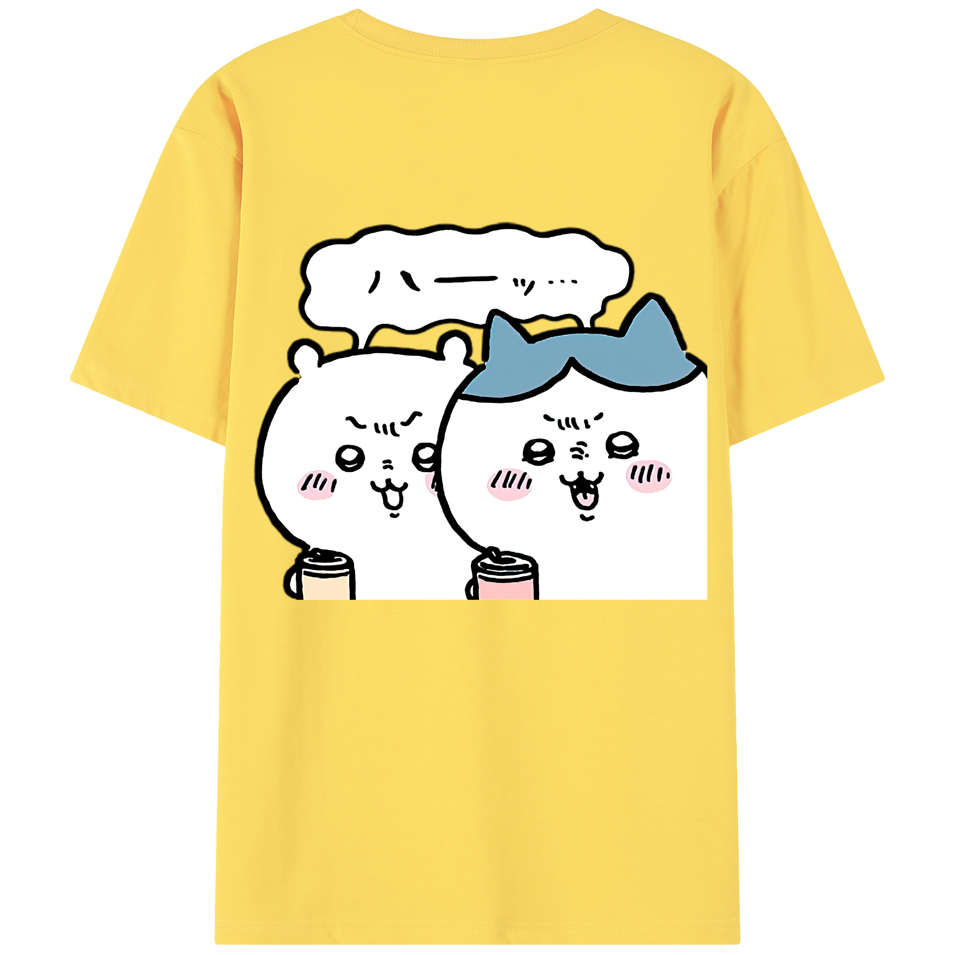 （画像用） ちいかわ ハチワレ Chii-kawa hachiware 綿100％半袖Tシャツ（背面プリント）