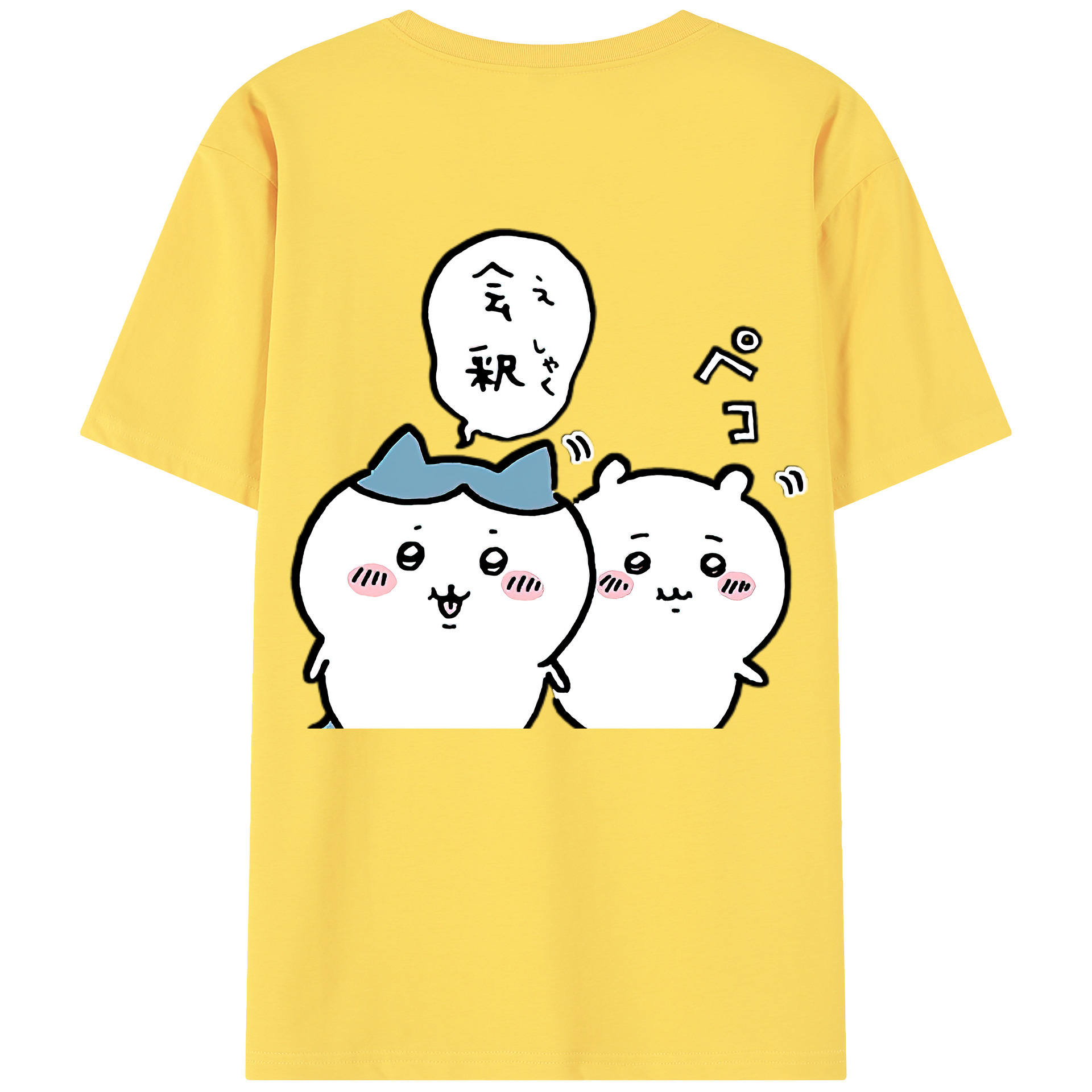 （画像用） ちいかわ ハチワレ Chii-kawa hachiware 綿100％半袖Tシャツ（背面プリント）