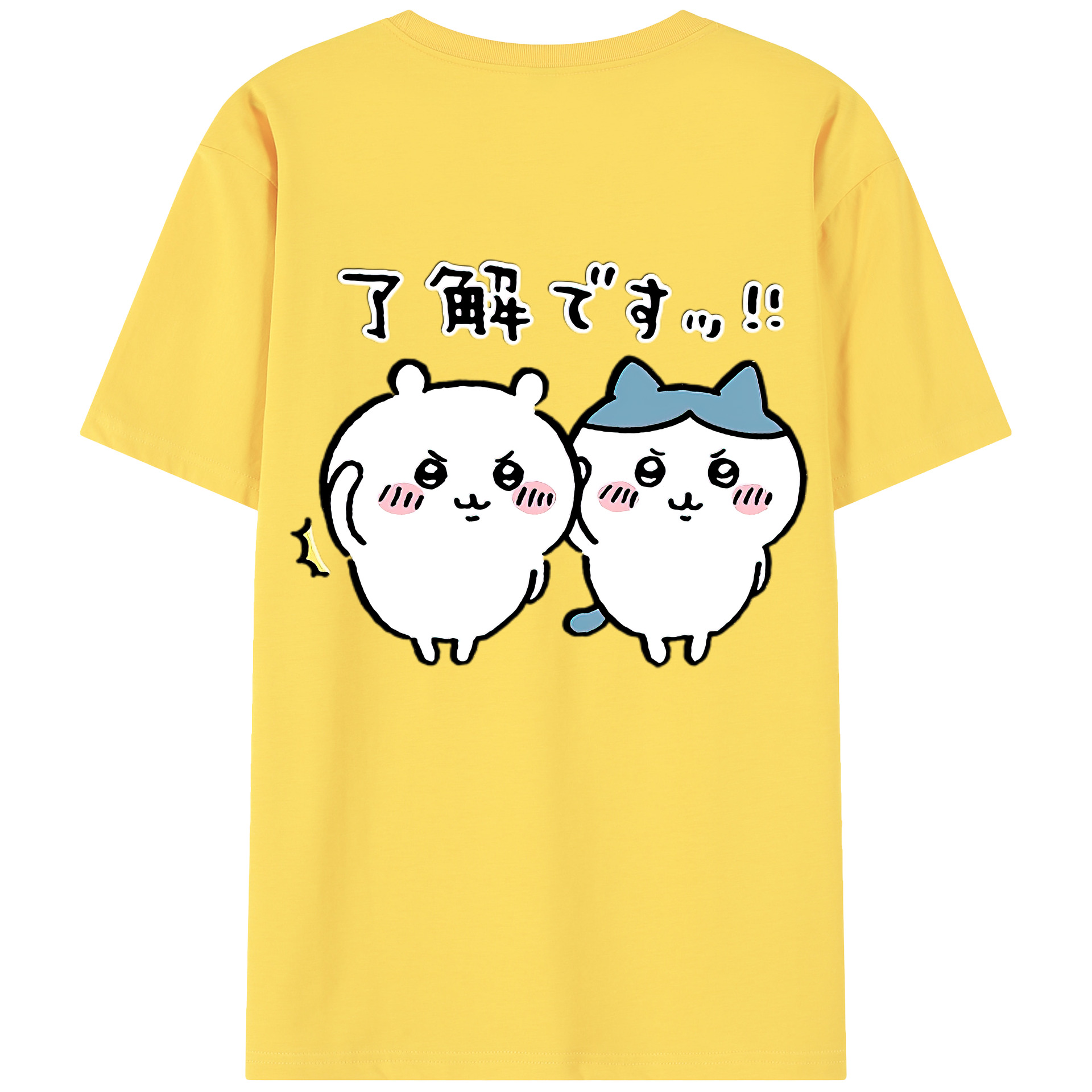 （画像用） ちいかわ ハチワレ Chii-kawa hachiware 綿100％半袖Tシャツ（背面プリント）