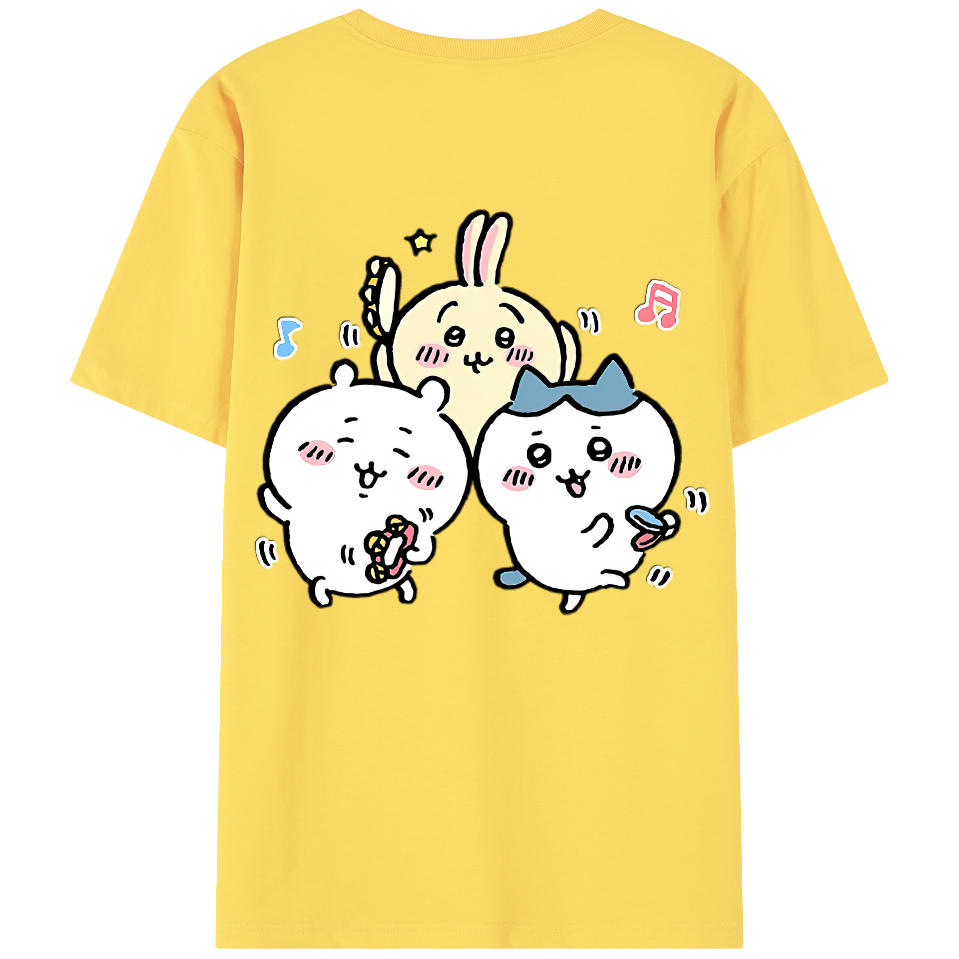 （画像用） ちいかわ ハチワレ Chii-kawa hachiware 綿100％半袖Tシャツ（背面プリント）