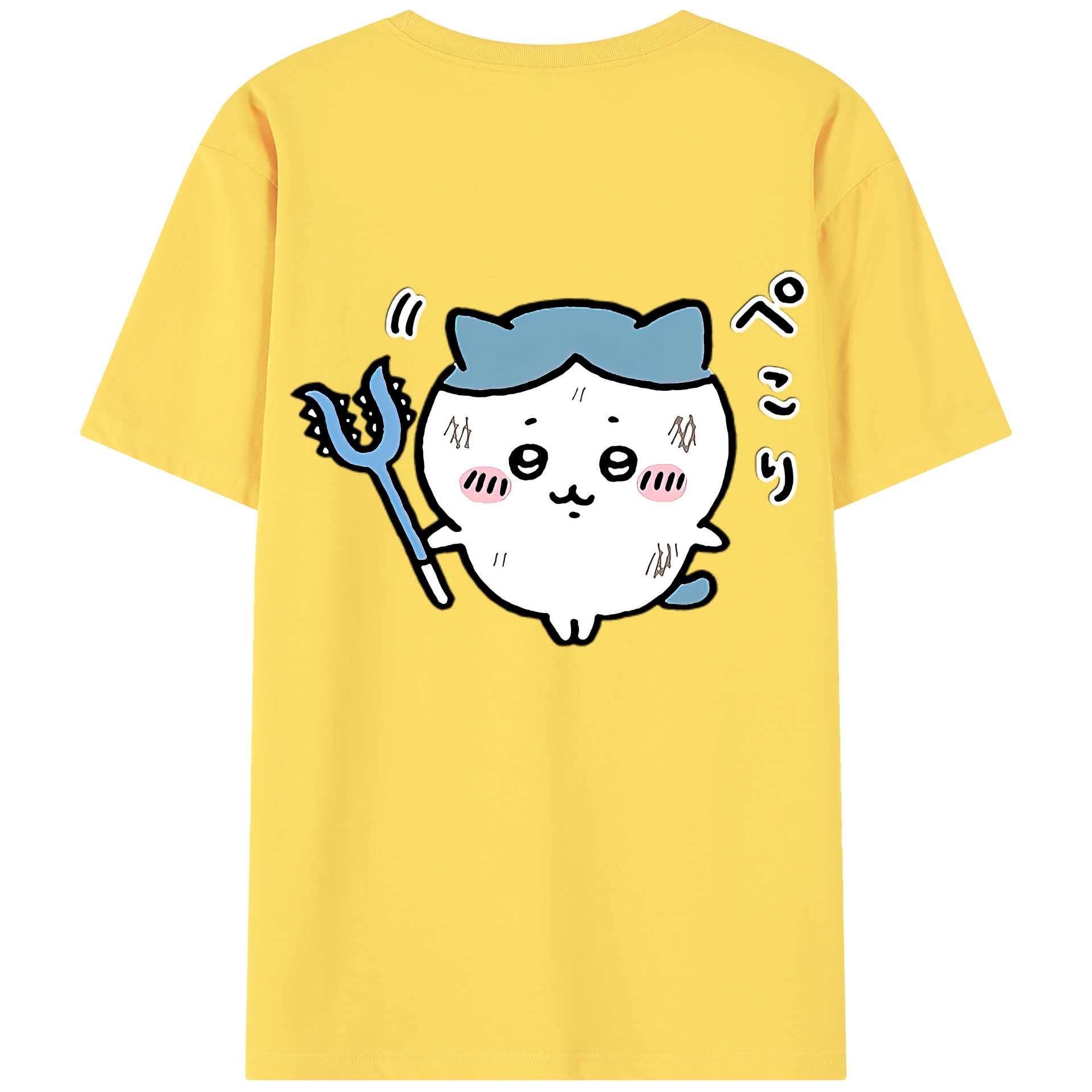 （画像用） ちいかわ ハチワレ Chii-kawa hachiware 綿100％半袖Tシャツ（背面プリント）