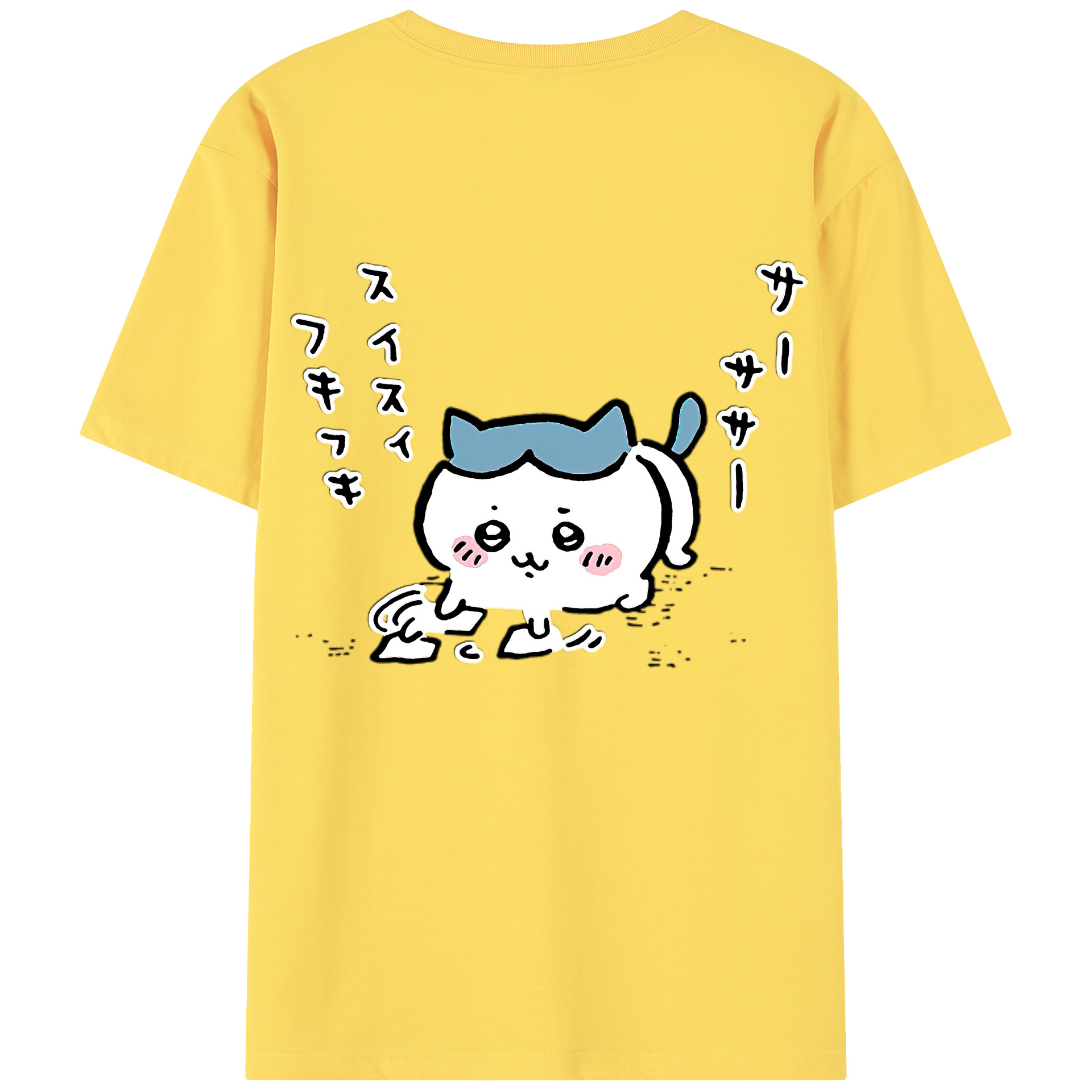 （画像用） ちいかわ ハチワレ Chii-kawa hachiware 綿100％半袖Tシャツ（背面プリント）