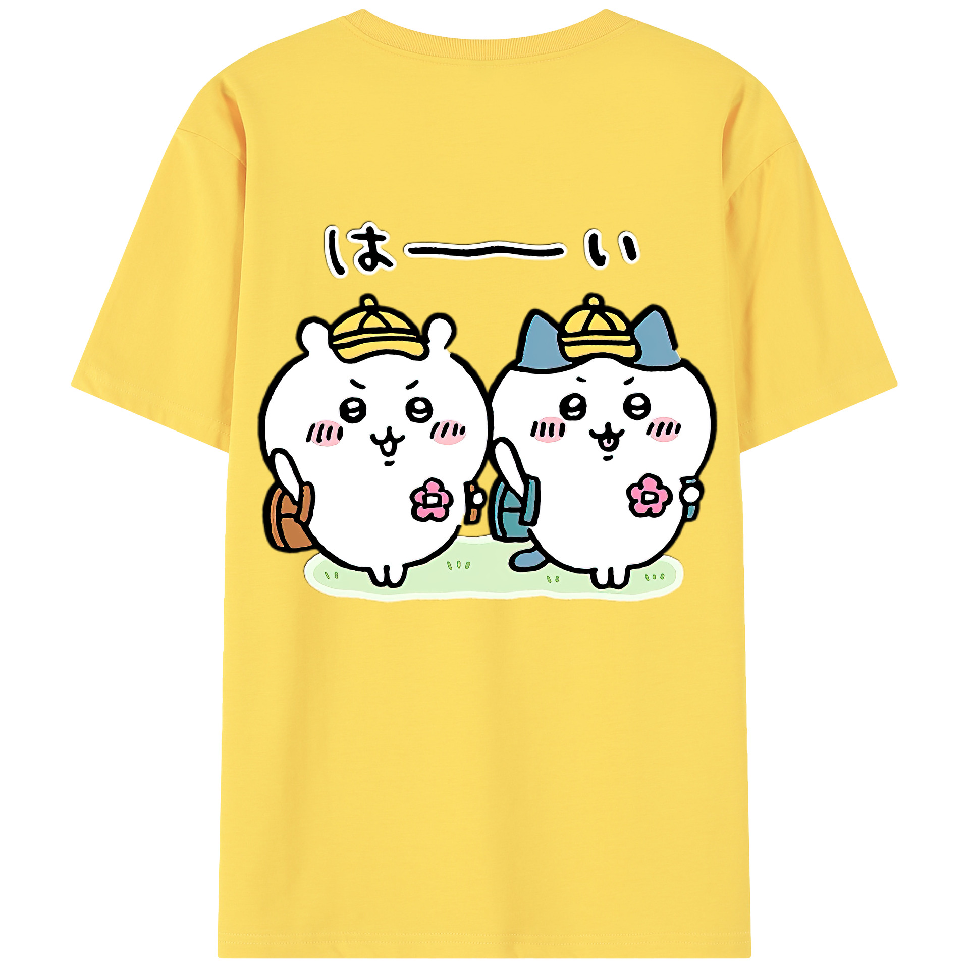 （画像用） ちいかわ ハチワレ Chii-kawa hachiware 綿100％半袖Tシャツ（背面プリント）