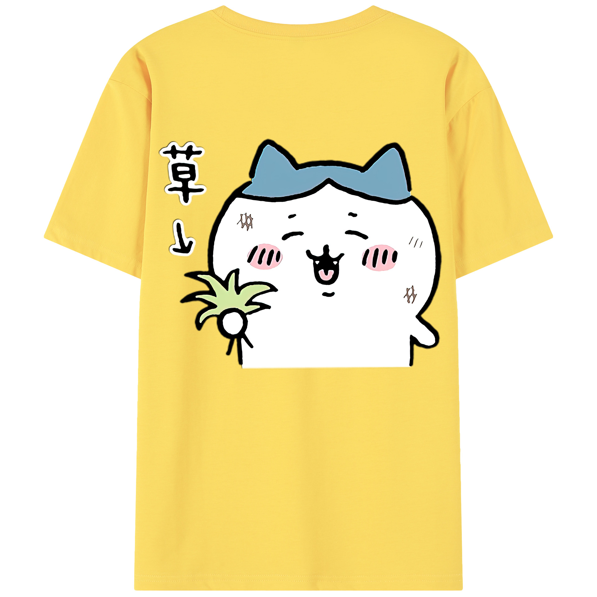 （画像用） ちいかわ ハチワレ Chii-kawa hachiware 綿100％半袖Tシャツ（背面プリント）