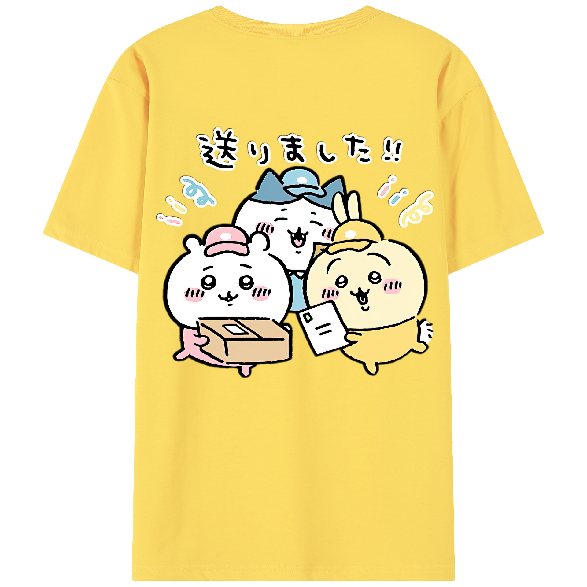 （画像用） ちいかわ ハチワレ Chii-kawa hachiware 綿100％半袖Tシャツ（背面プリント）