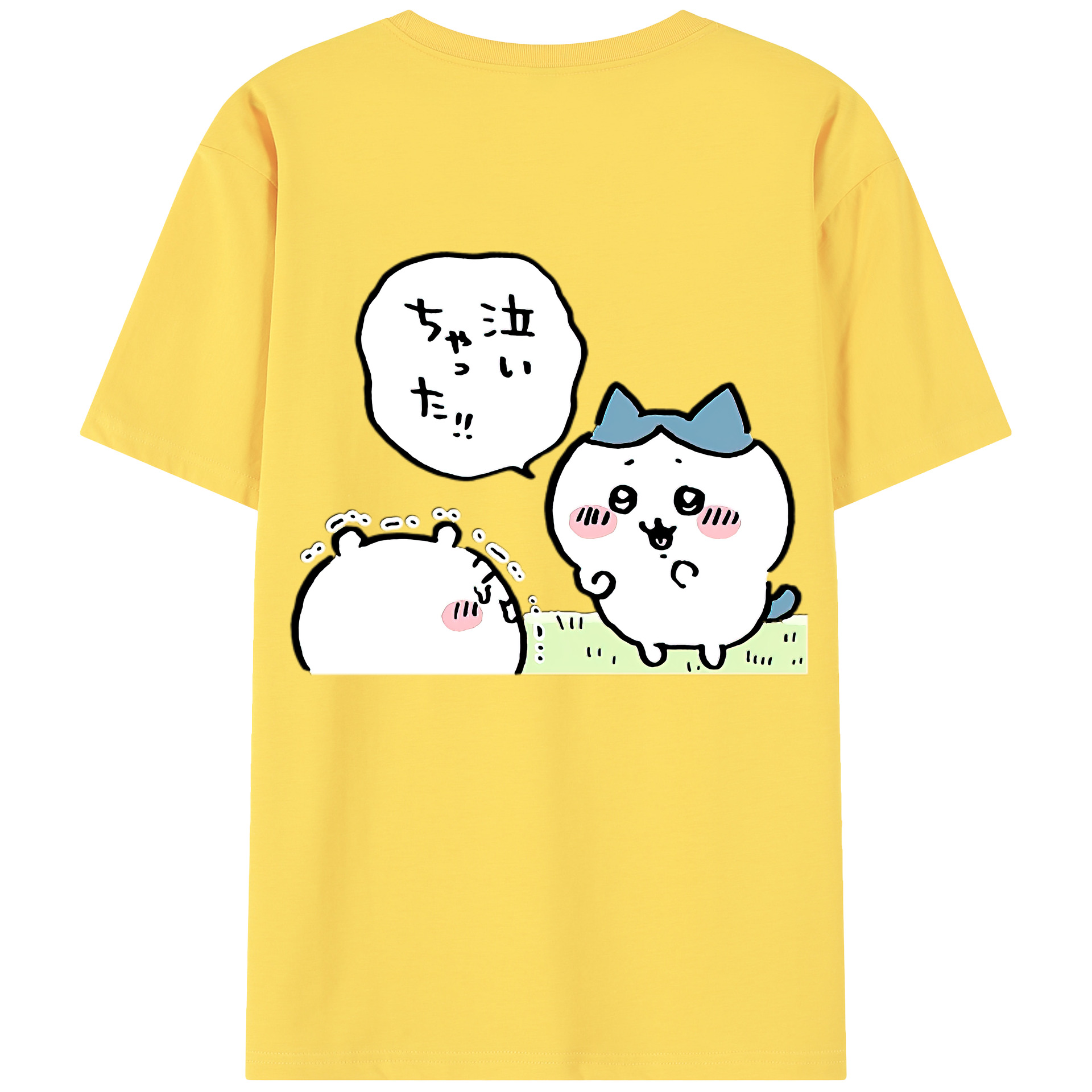 （画像用） ちいかわ ハチワレ Chii-kawa hachiware 綿100％半袖Tシャツ（背面プリント）