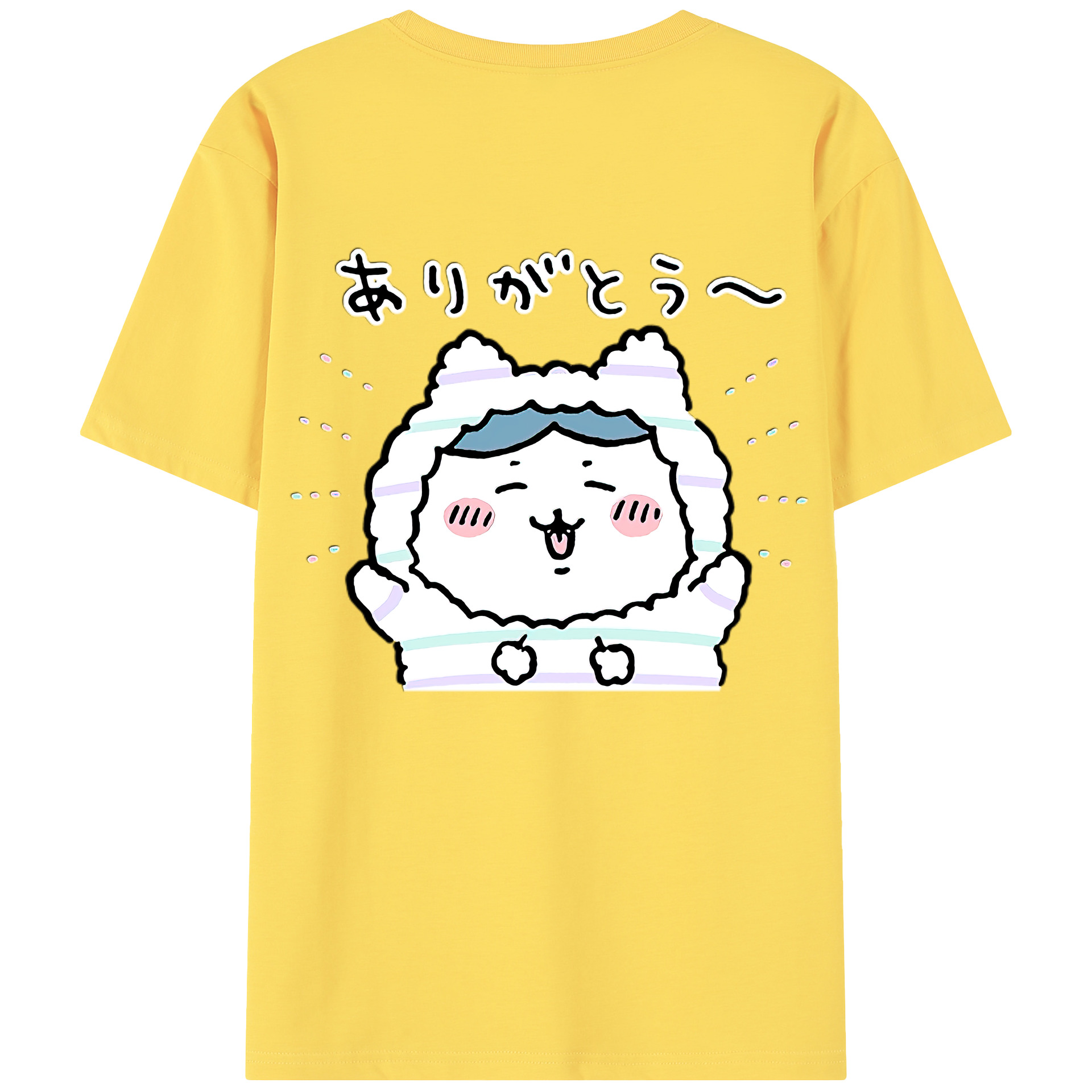 （画像用） ちいかわ ハチワレ Chii-kawa hachiware 綿100％半袖Tシャツ（背面プリント）