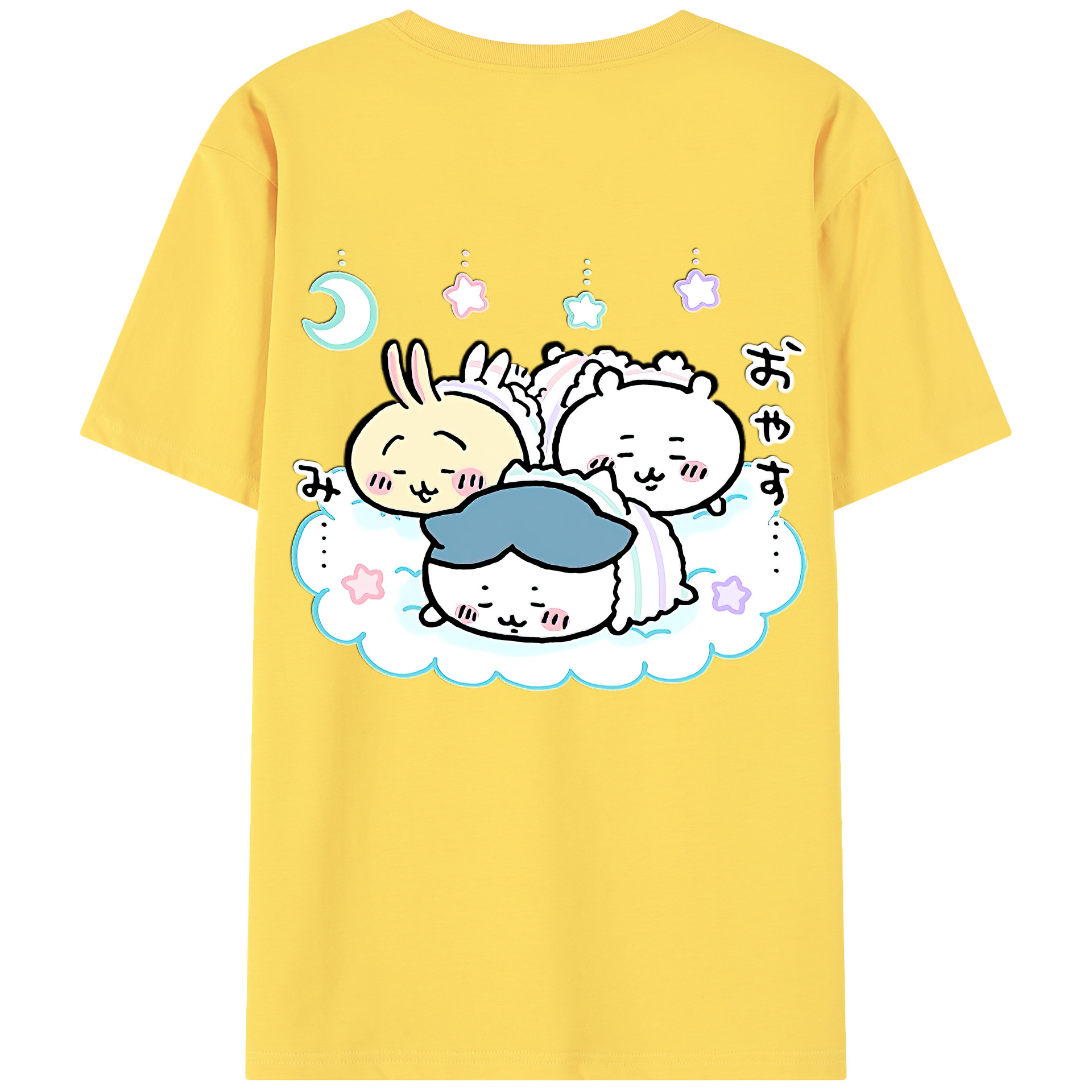 （画像用） ちいかわ ハチワレ Chii-kawa hachiware 綿100％半袖Tシャツ（背面プリント）