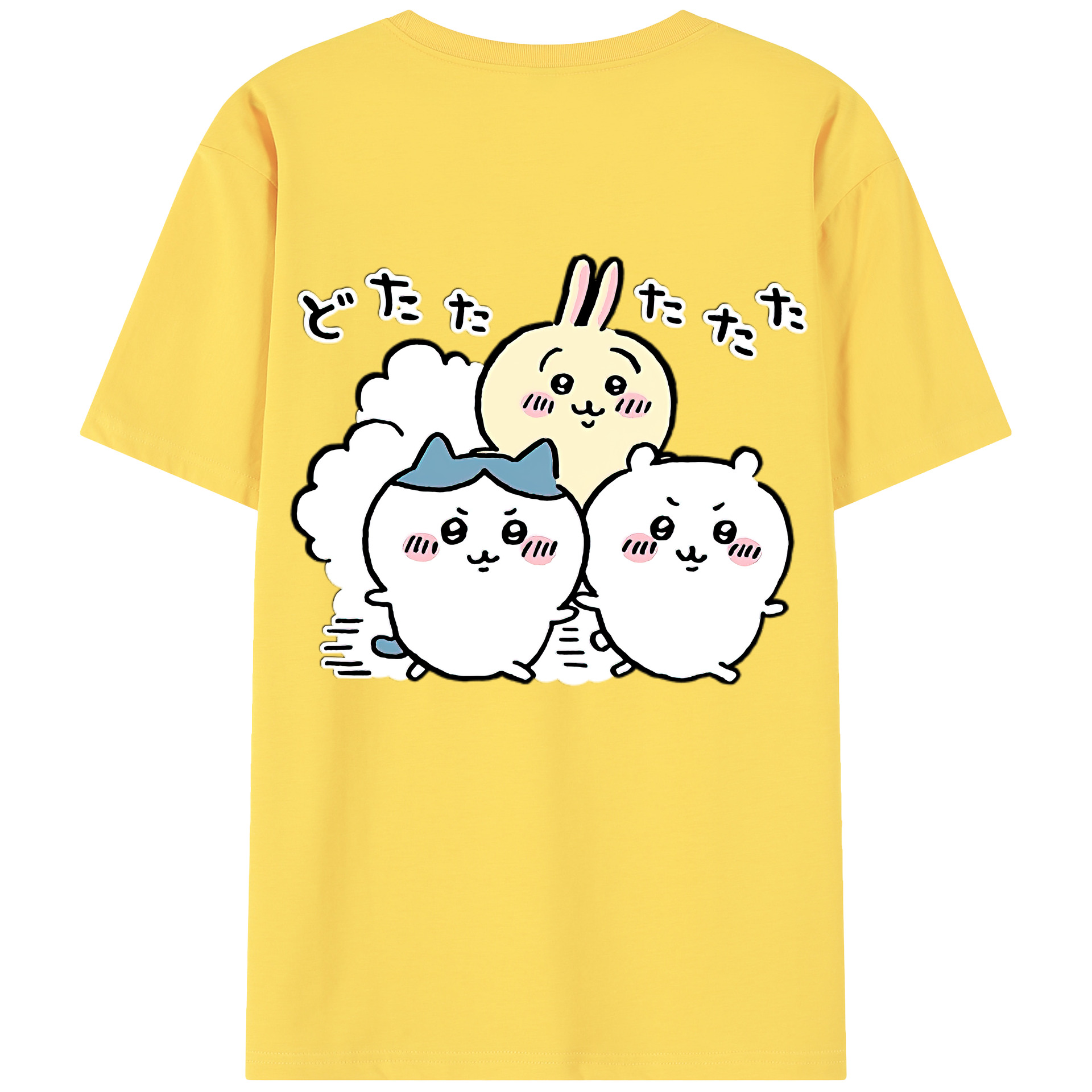 （画像用） ちいかわ ハチワレ Chii-kawa hachiware 綿100％半袖Tシャツ（背面プリント）