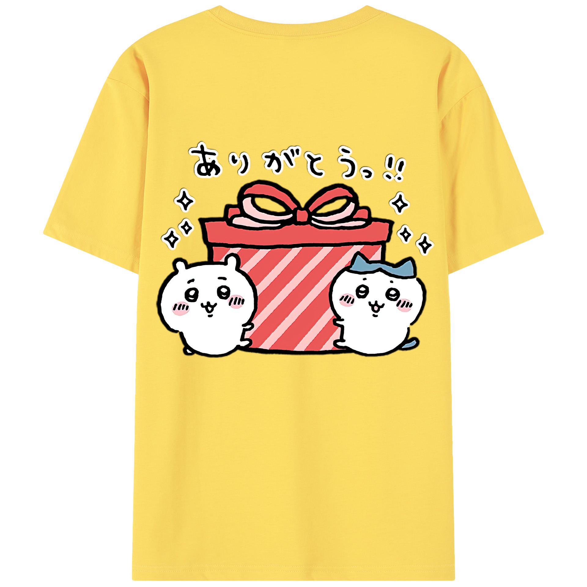 （画像用） ちいかわ ハチワレ Chii-kawa hachiware 綿100％半袖Tシャツ（背面プリント）