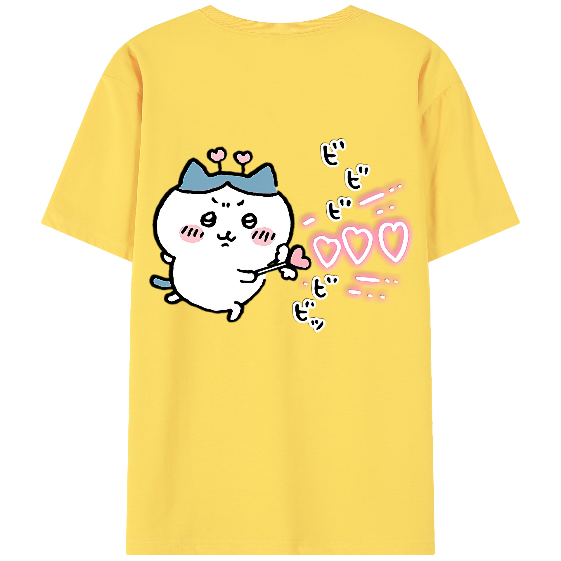 （画像用） ちいかわ ハチワレ Chii-kawa hachiware 綿100％半袖Tシャツ（背面プリント）