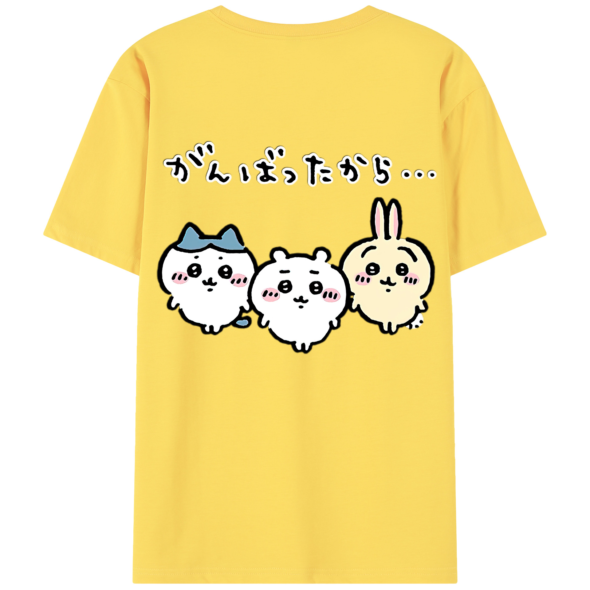 （画像用） ちいかわ ハチワレ Chii-kawa hachiware 綿100％半袖Tシャツ（背面プリント）