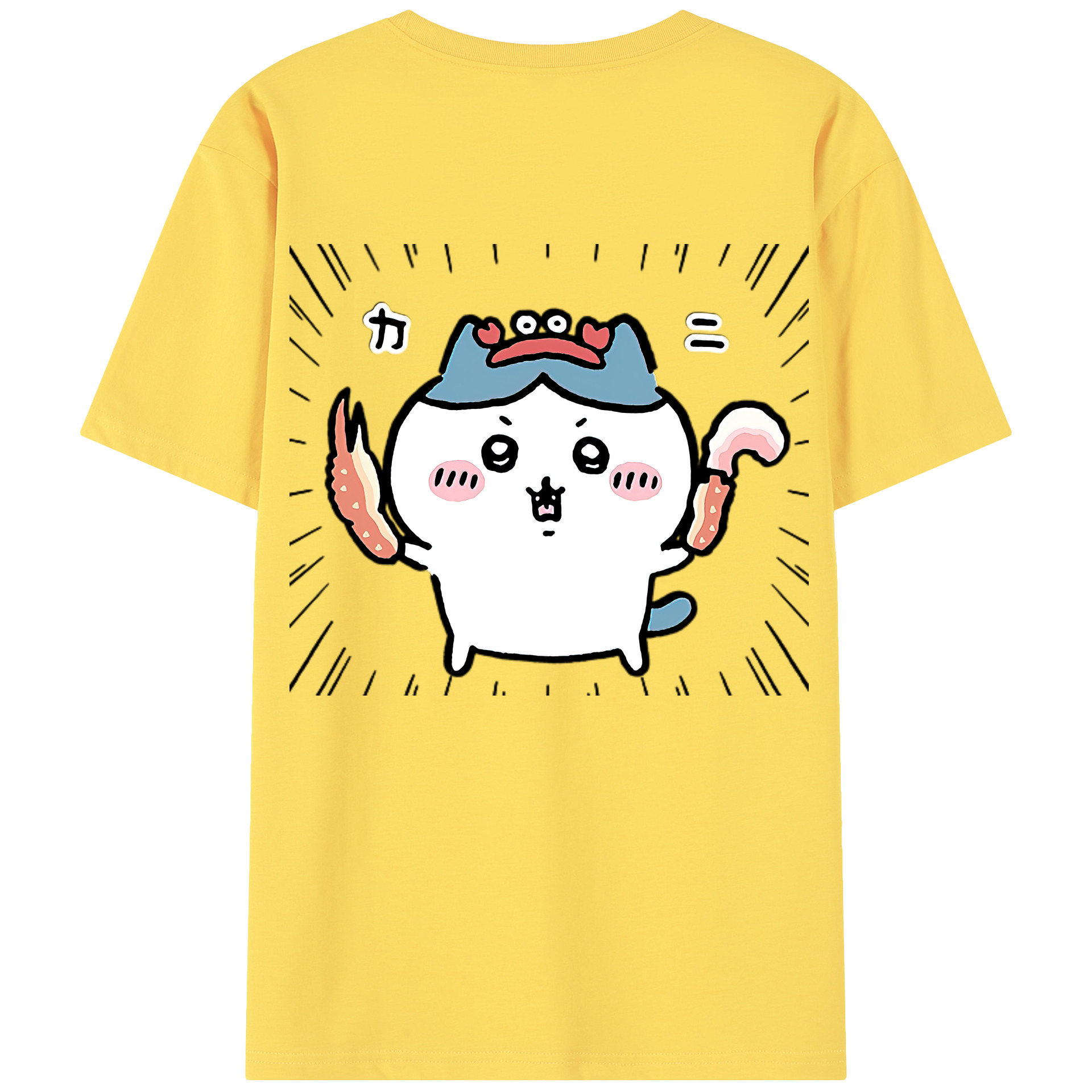 （画像用） ちいかわ ハチワレ Chii-kawa hachiware 綿100％半袖Tシャツ（背面プリント）