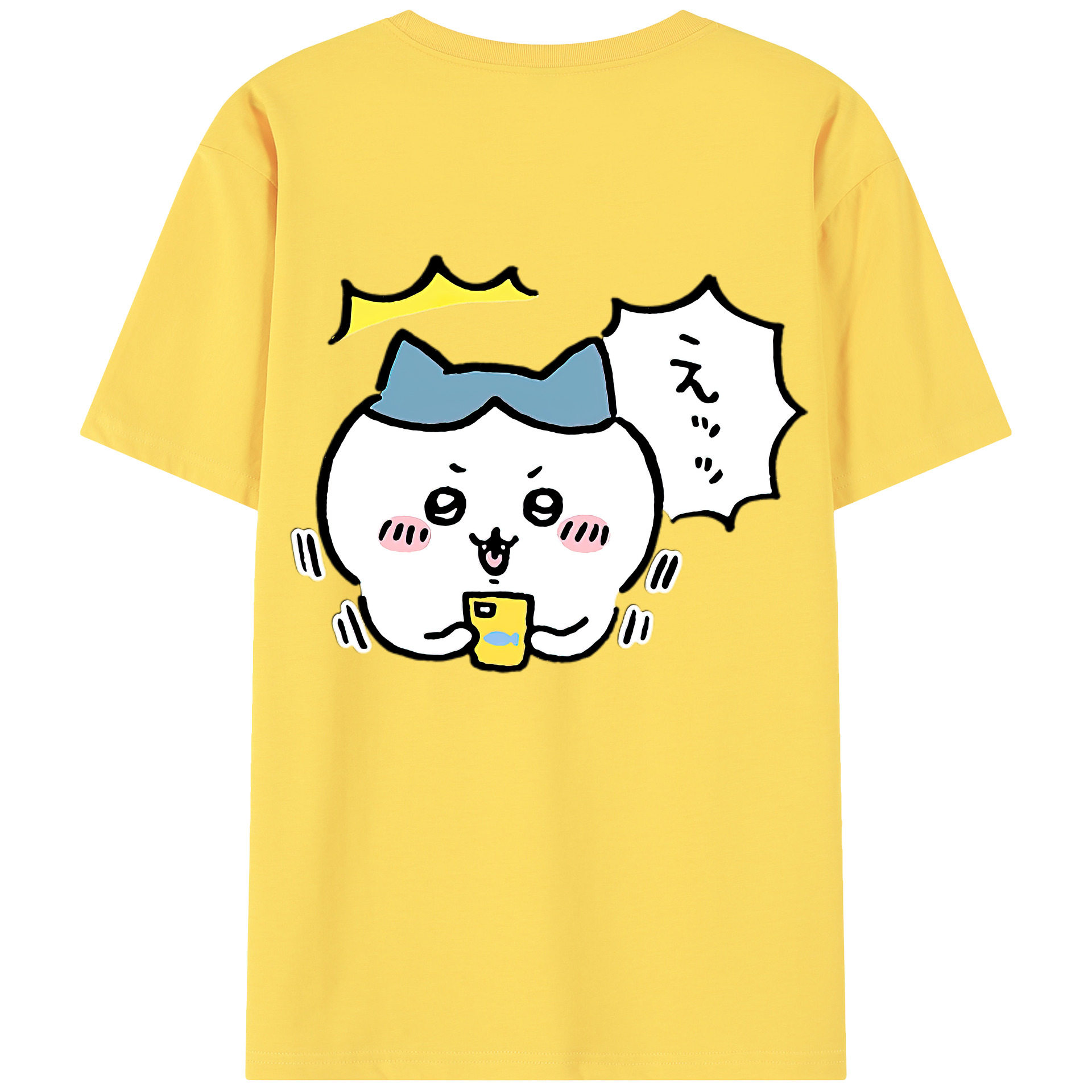 （画像用） ちいかわ ハチワレ Chii-kawa hachiware 綿100％半袖Tシャツ（背面プリント）