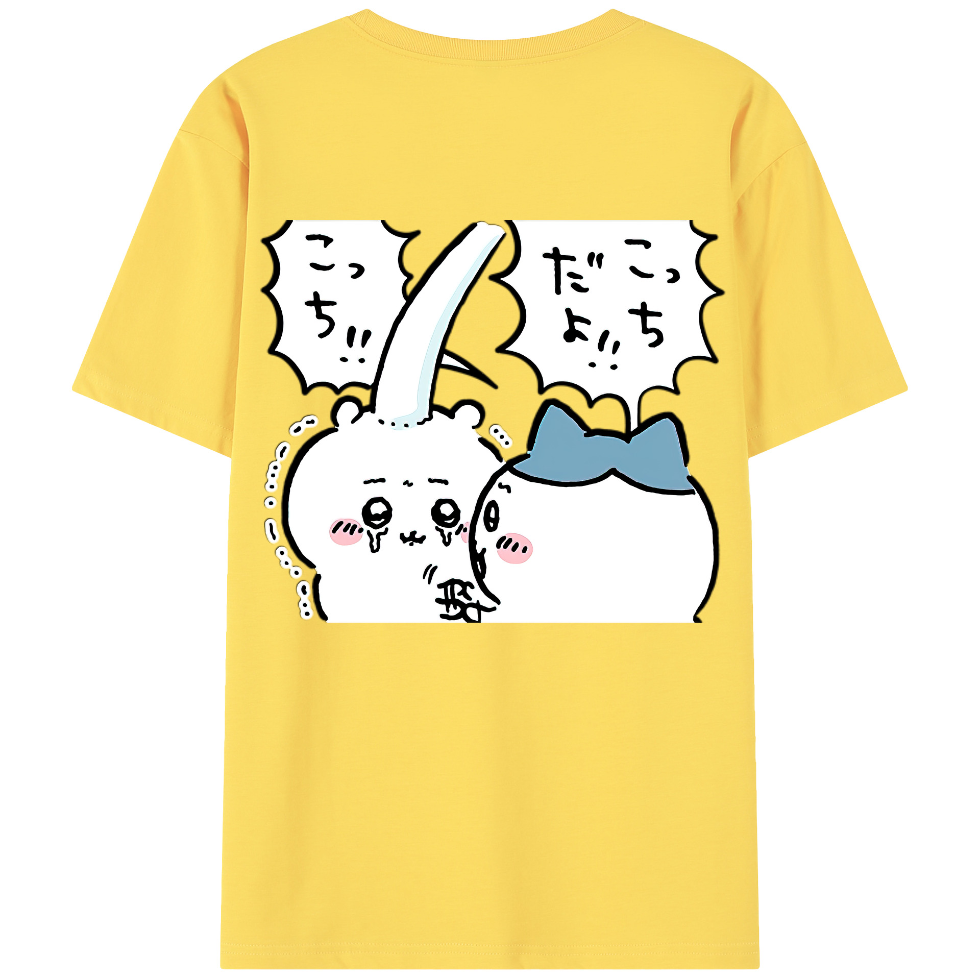 （画像用） ちいかわ ハチワレ Chii-kawa hachiware 綿100％半袖Tシャツ（背面プリント）