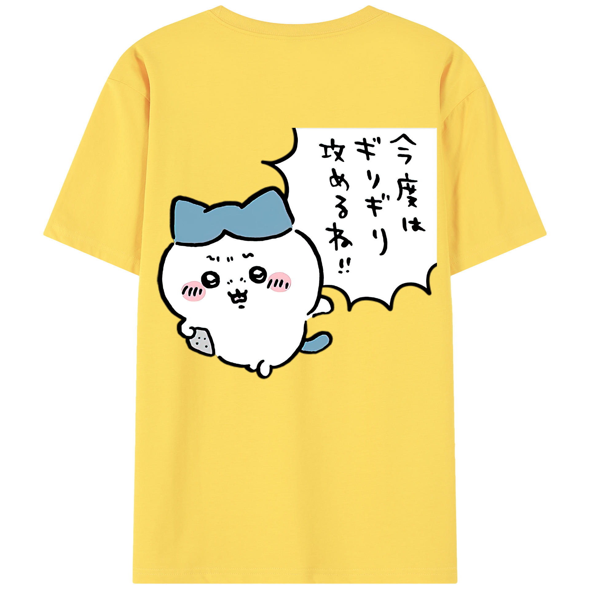（画像用） ちいかわ ハチワレ Chii-kawa hachiware 綿100％半袖Tシャツ（背面プリント）