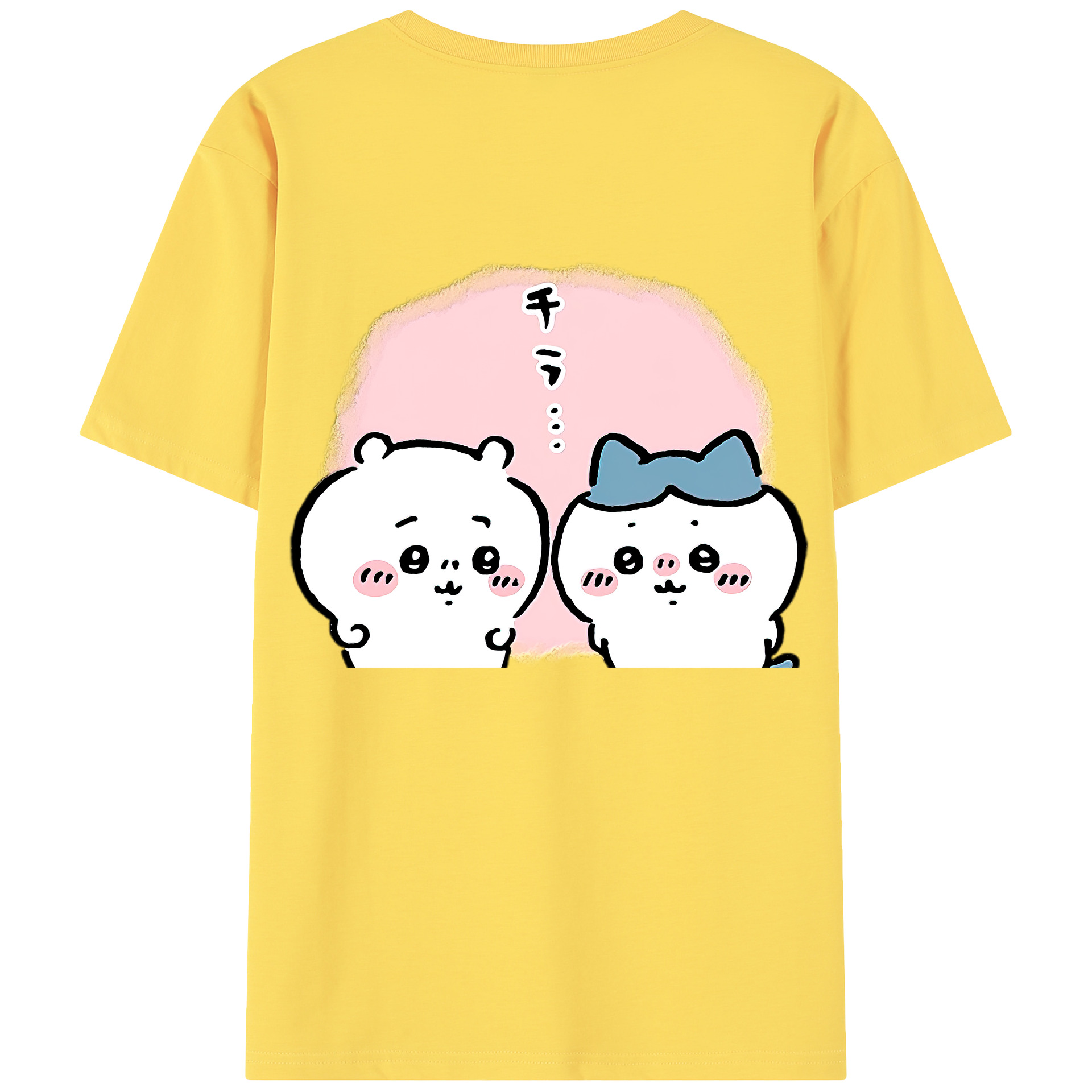 （画像用） ちいかわ ハチワレ Chii-kawa hachiware 綿100％半袖Tシャツ（背面プリント）