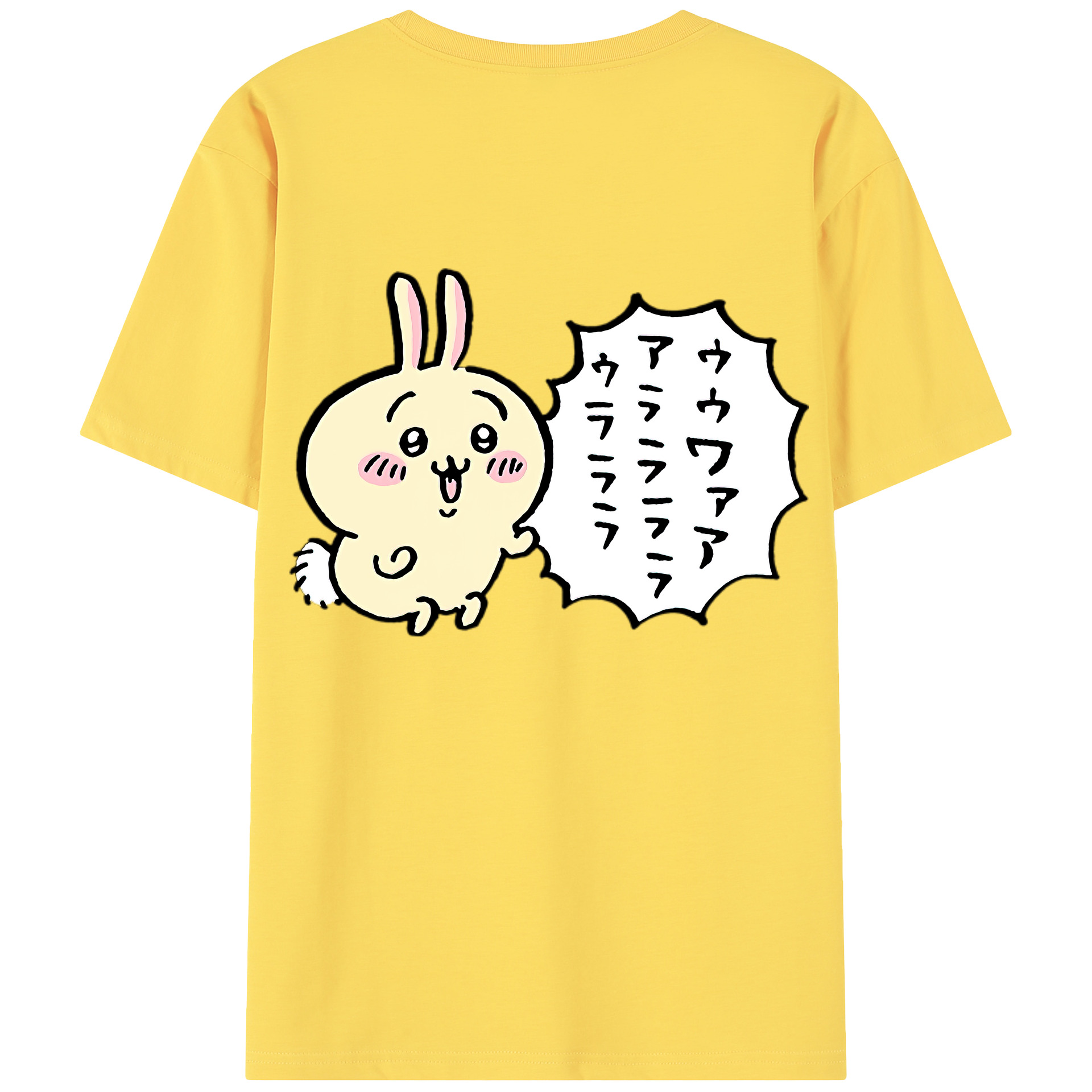 （画像用） ちいかわ うさぎ Chii-kawa usagi 綿100％半袖Tシャツ（背面プリント）