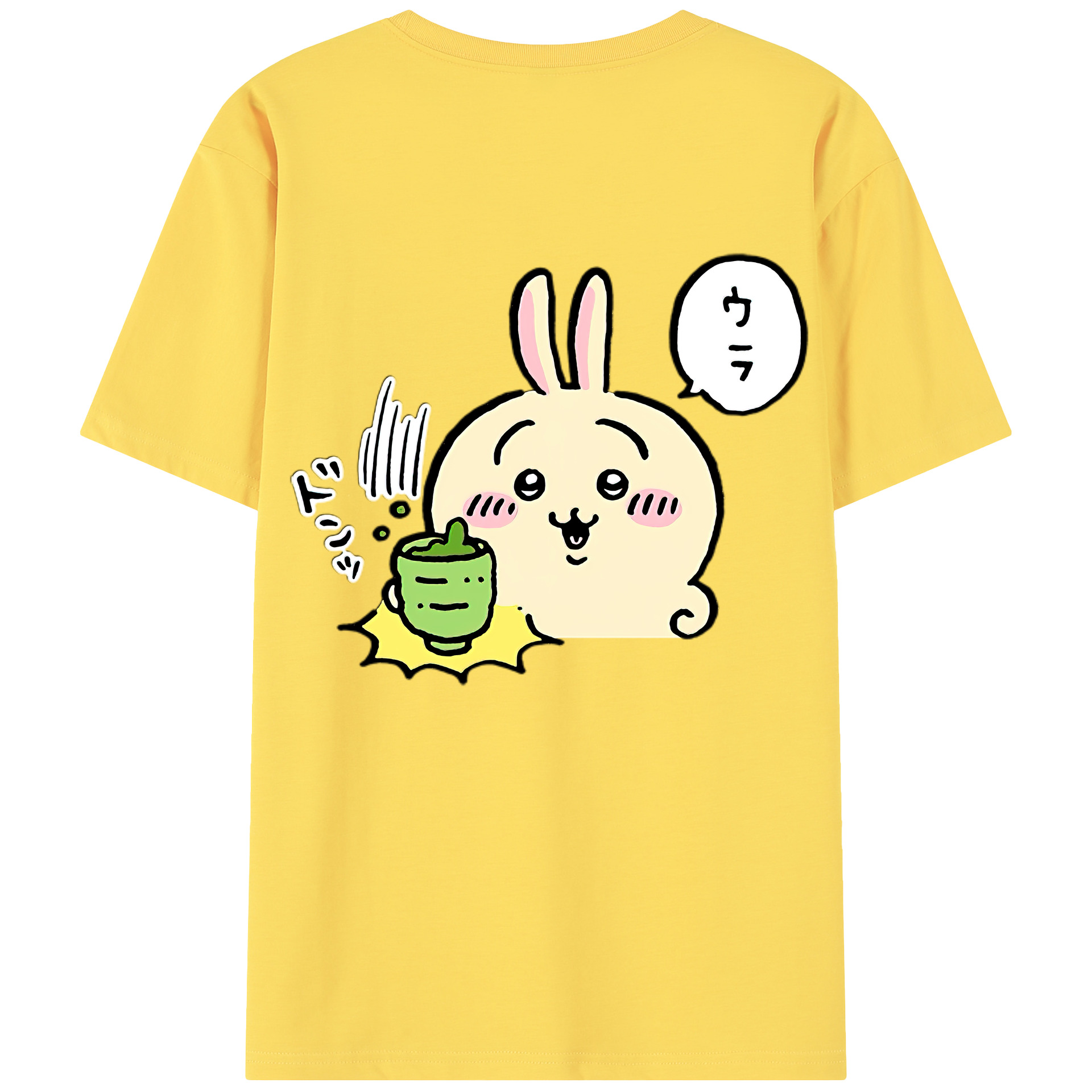 （画像用） ちいかわ うさぎ Chii-kawa usagi 綿100％半袖Tシャツ（背面プリント）