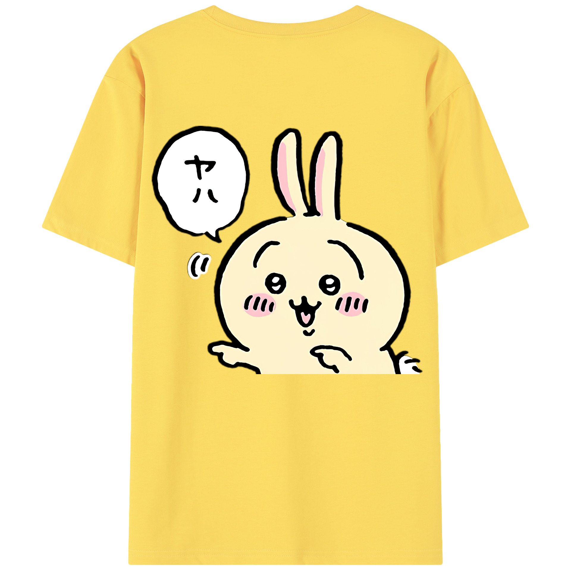 （画像用） ちいかわ うさぎ Chii-kawa usagi 綿100％半袖Tシャツ（背面プリント）