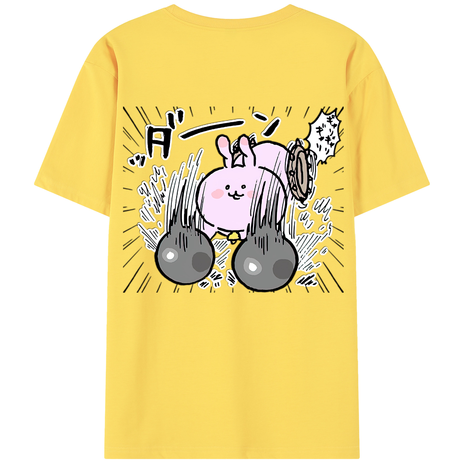 （画像用） ちいかわ うさぎ Chii-kawa usagi 綿100％半袖Tシャツ（背面プリント）