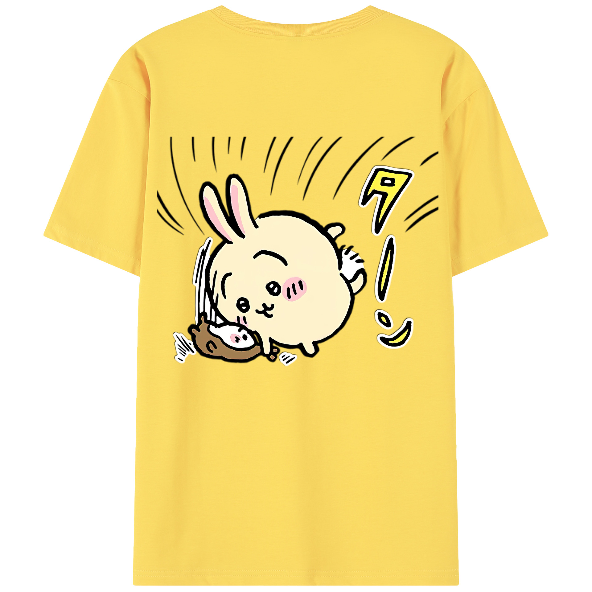 （画像用） ちいかわ うさぎ Chii-kawa usagi 綿100％半袖Tシャツ（背面プリント）