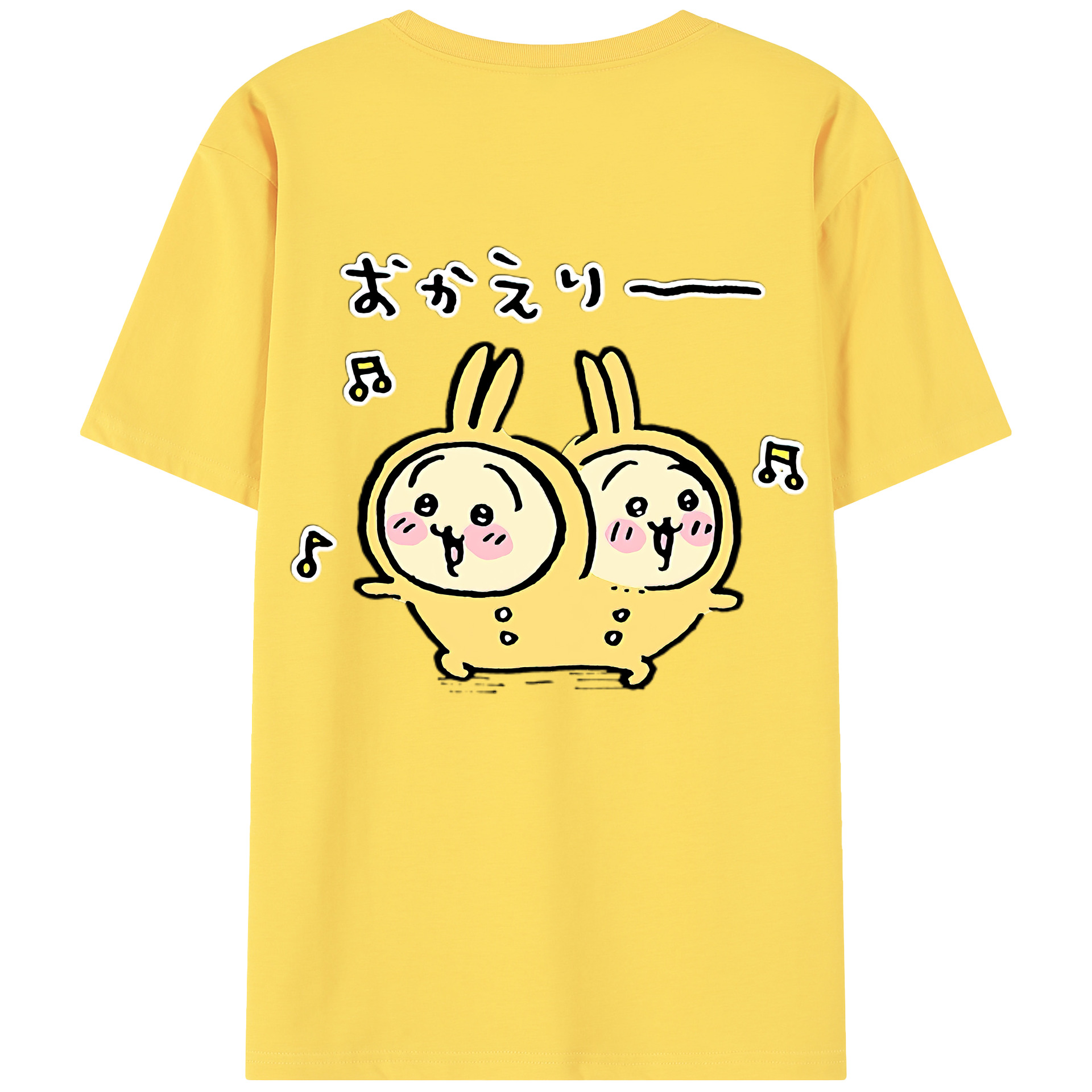 （画像用） ちいかわ うさぎ Chii-kawa usagi 綿100％半袖Tシャツ（背面プリント）