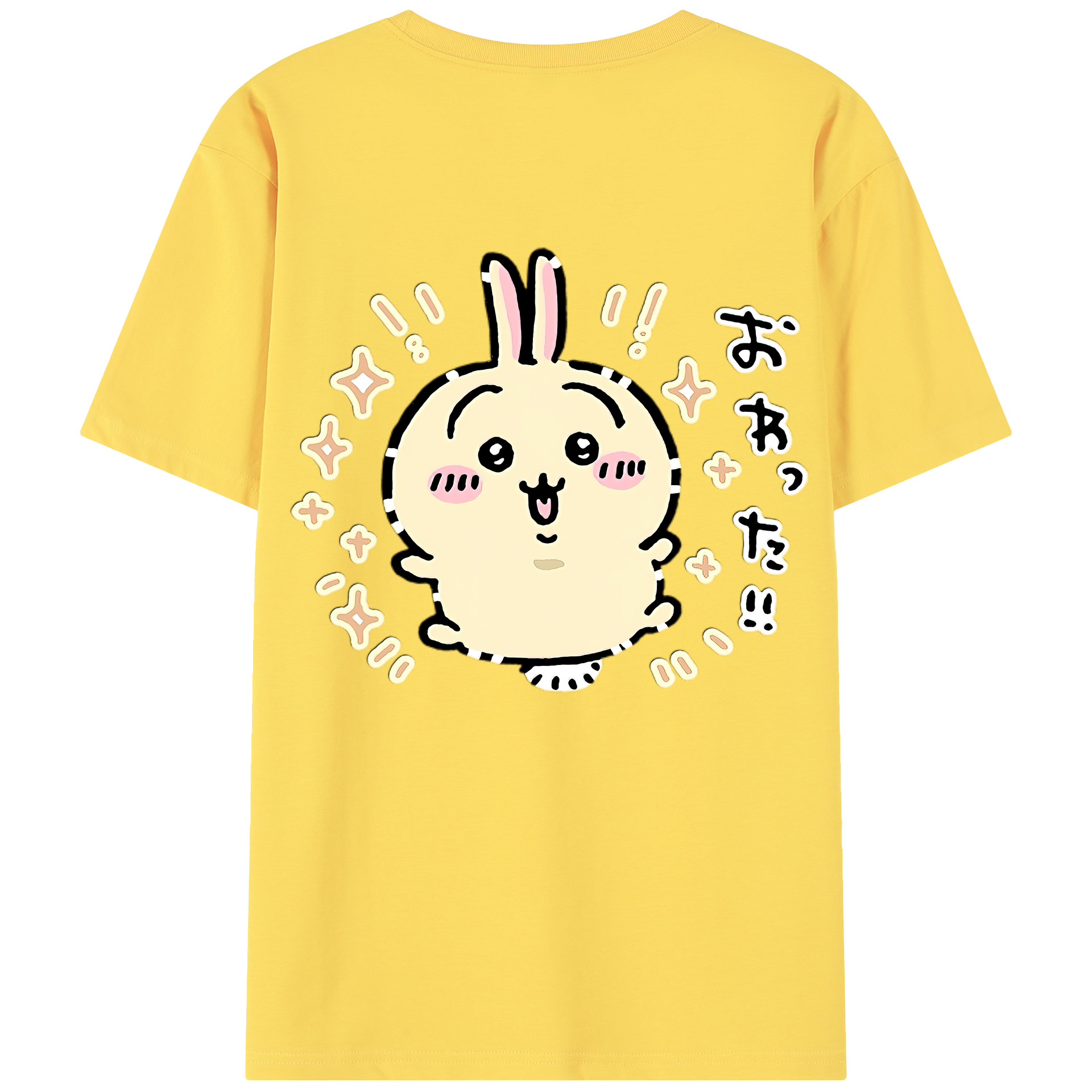（画像用） ちいかわ うさぎ Chii-kawa usagi 綿100％半袖Tシャツ（背面プリント）