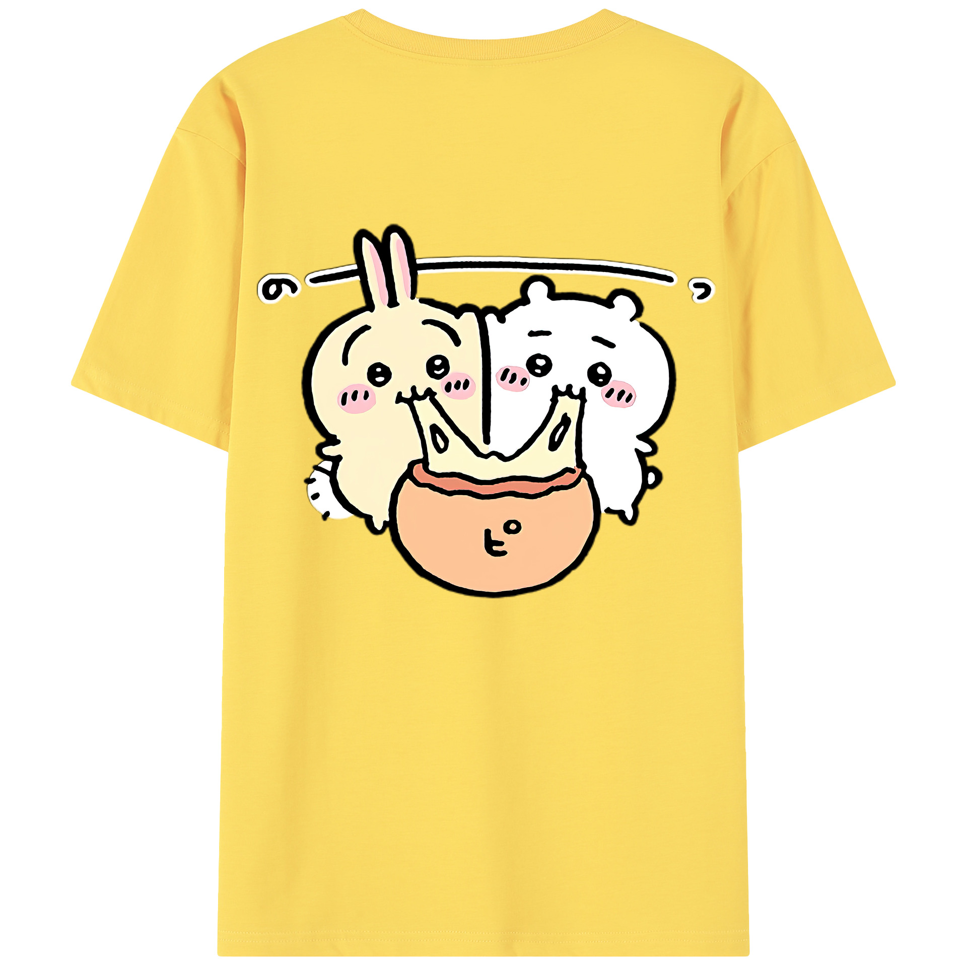 （画像用） ちいかわ うさぎ Chii-kawa usagi 綿100％半袖Tシャツ（背面プリント）