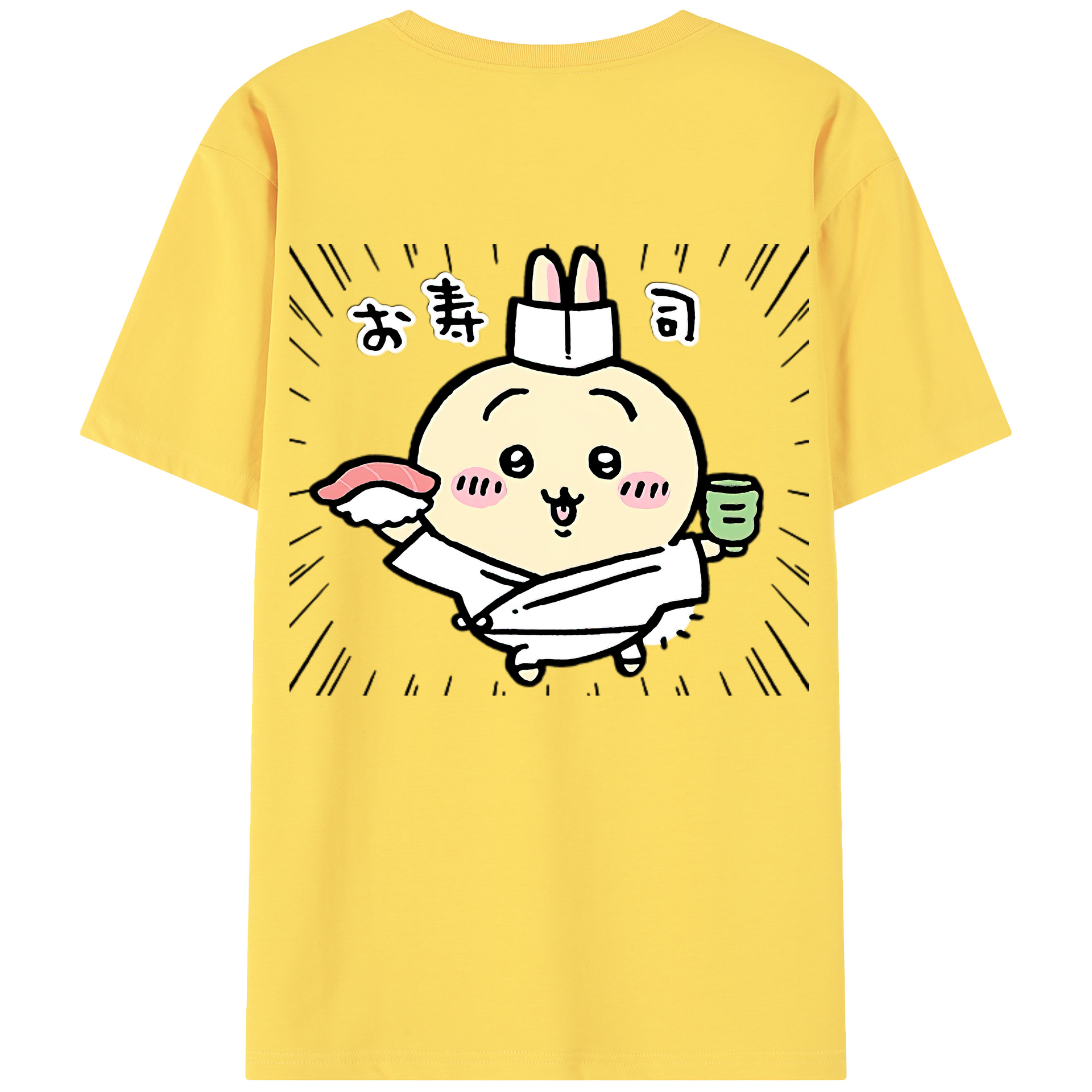 （画像用） ちいかわ うさぎ Chii-kawa usagi 綿100％半袖Tシャツ（背面プリント）