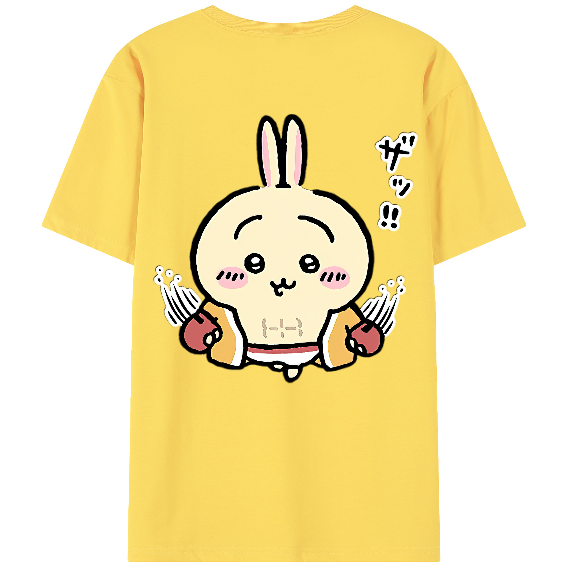 （画像用） ちいかわ うさぎ Chii-kawa usagi 綿100％半袖Tシャツ（背面プリント）