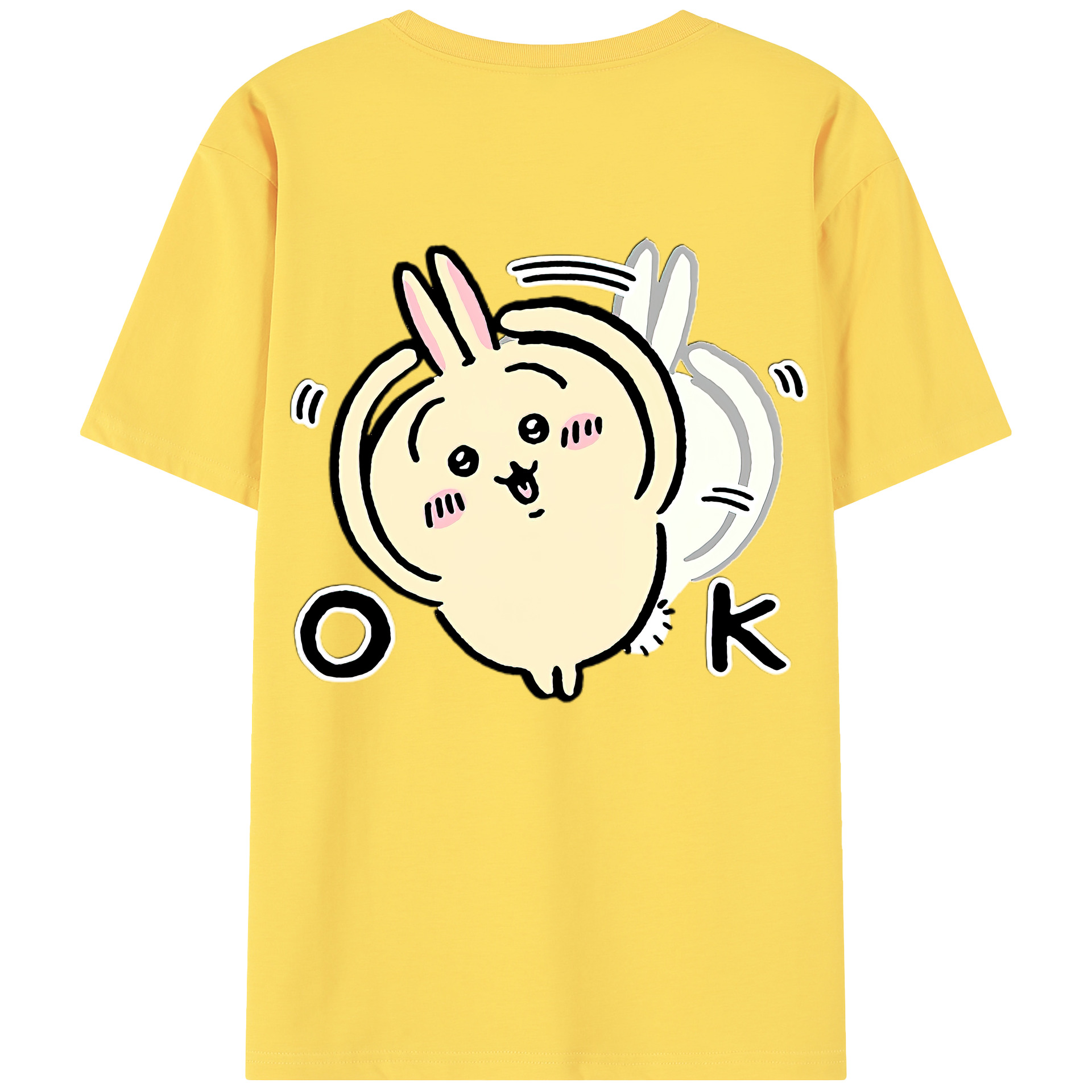 （画像用） ちいかわ うさぎ Chii-kawa usagi 綿100％半袖Tシャツ（背面プリント）