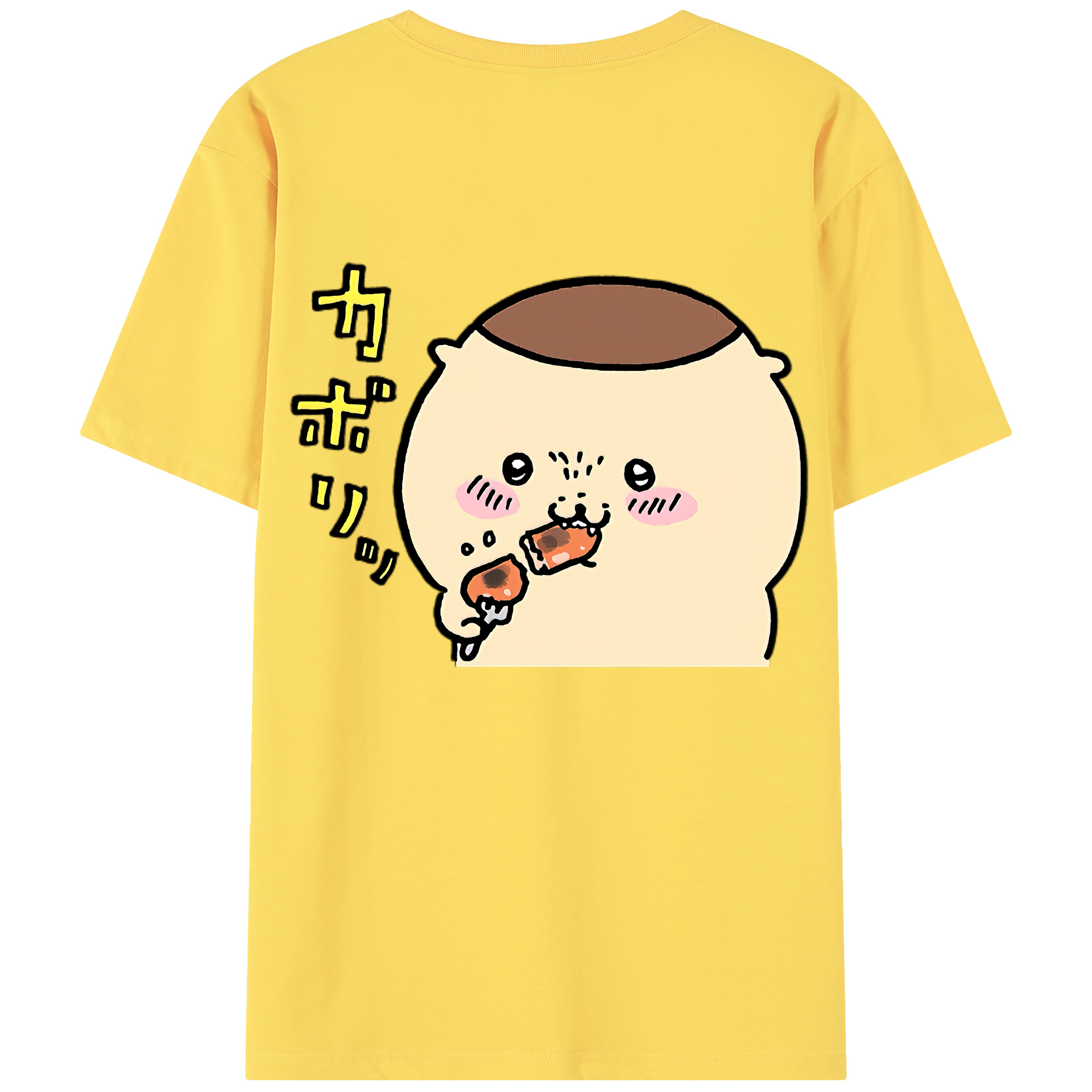 （画像用） ちいかわ くりまんじゅう Chii-kawa kuri manjū 綿100％半袖Tシャツ（背面プリント）