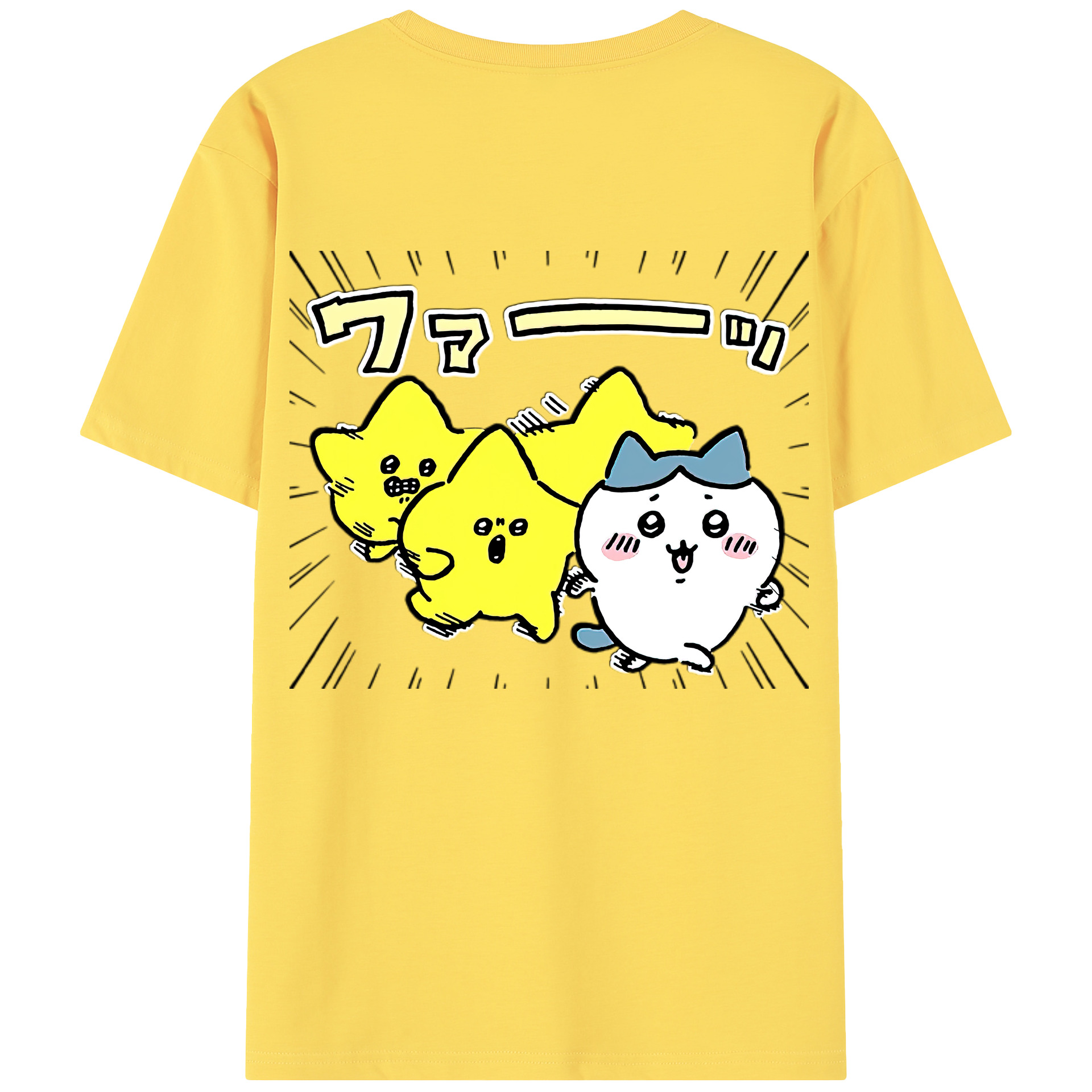 （画像用） ちいかわ 流れ星 Chii-kawa Shooting star 綿100％半袖Tシャツ（背面プリント）