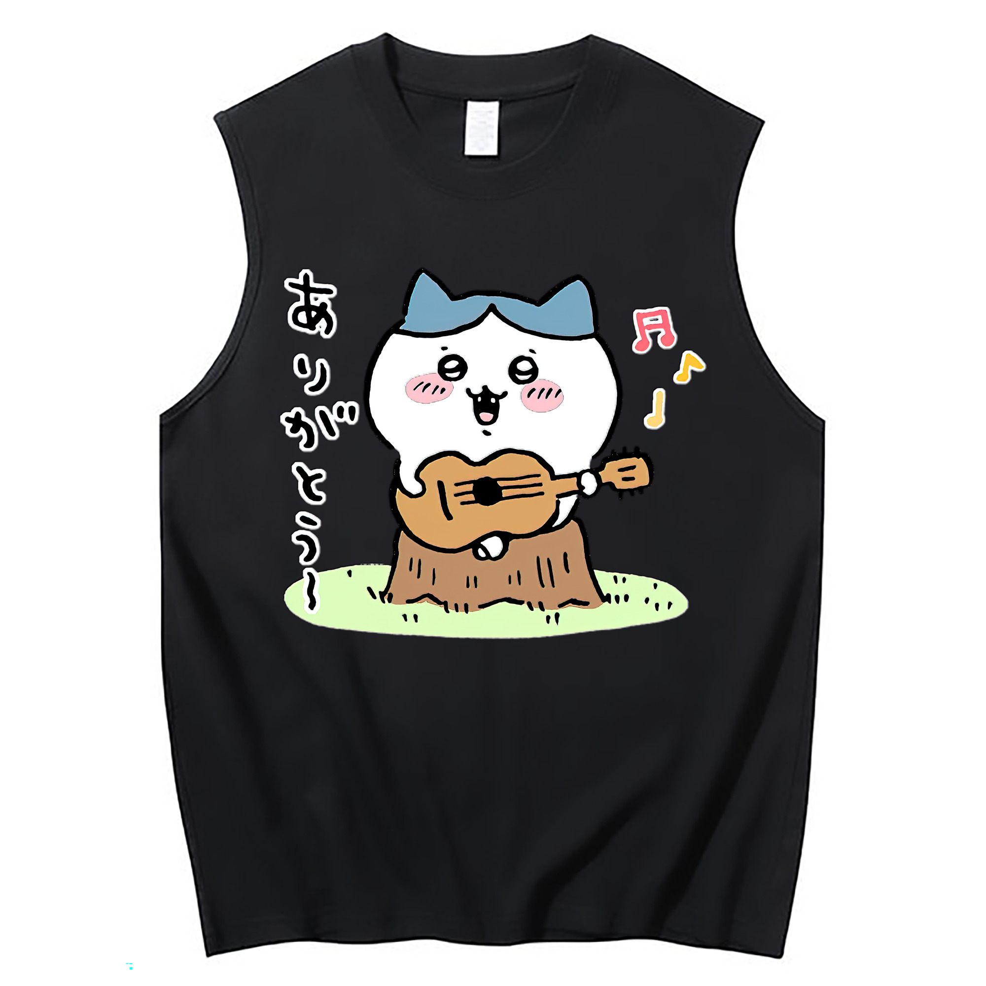 （画像用） ちいかわ ハチワレ Chii-kawa hachiware コットン100％タンクトップ（フロントプリント）