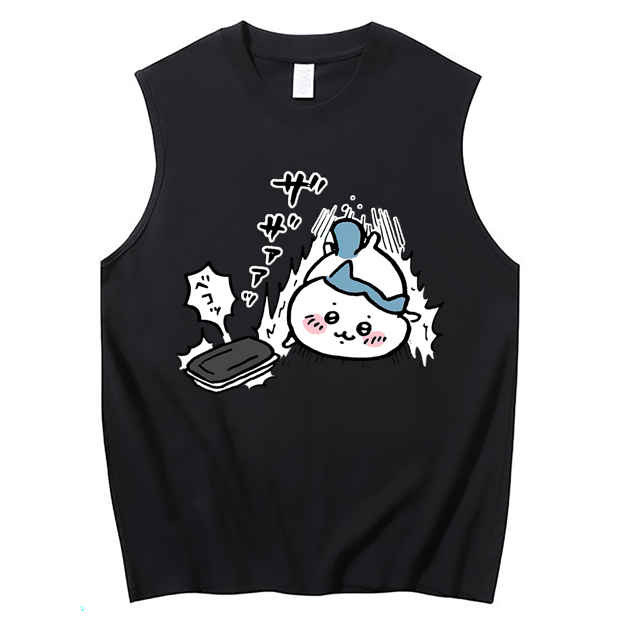 （画像用） ちいかわ ハチワレ Chii-kawa hachiware コットン100％タンクトップ（フロントプリント）