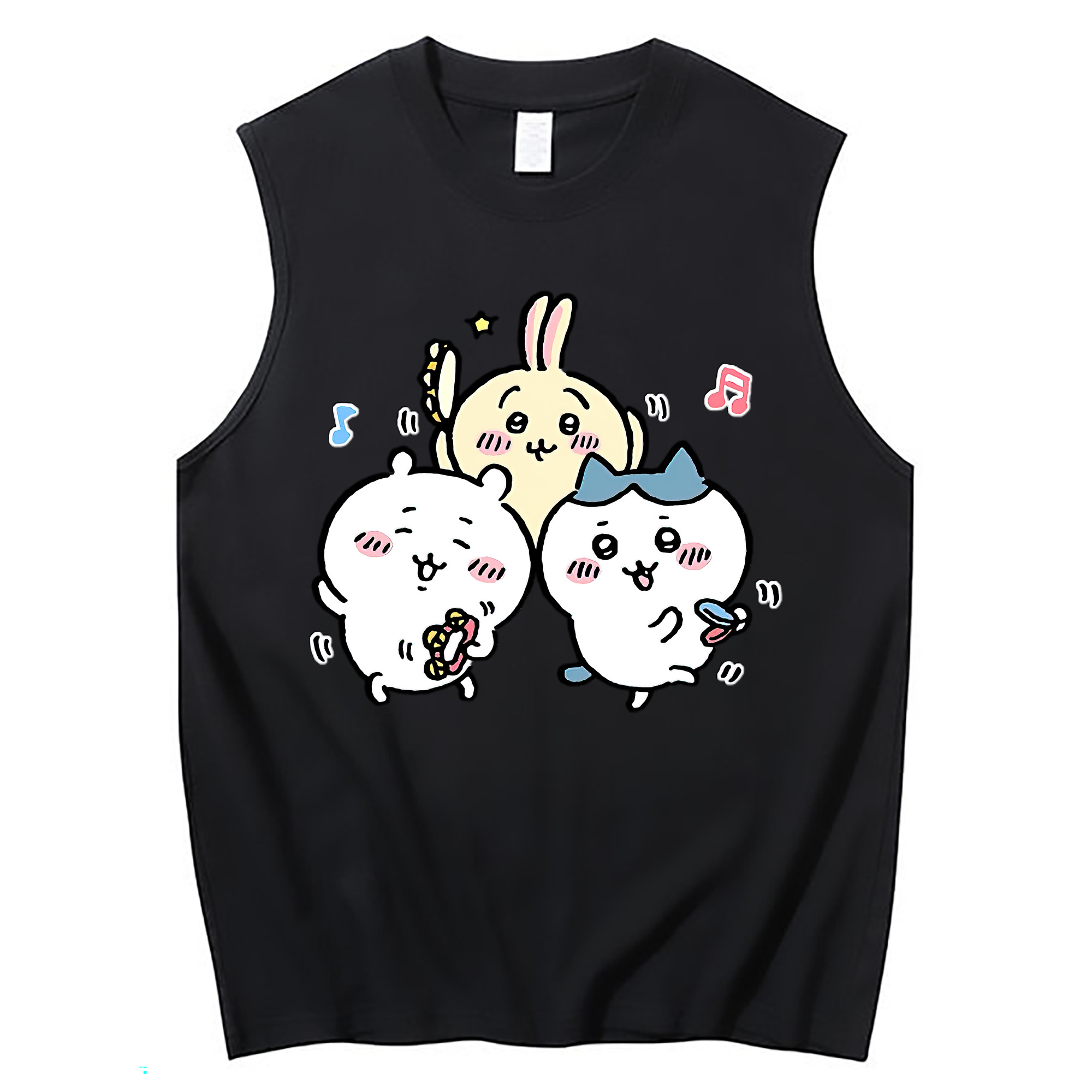 （画像用） ちいかわ ハチワレ Chii-kawa hachiware コットン100％タンクトップ（フロントプリント）