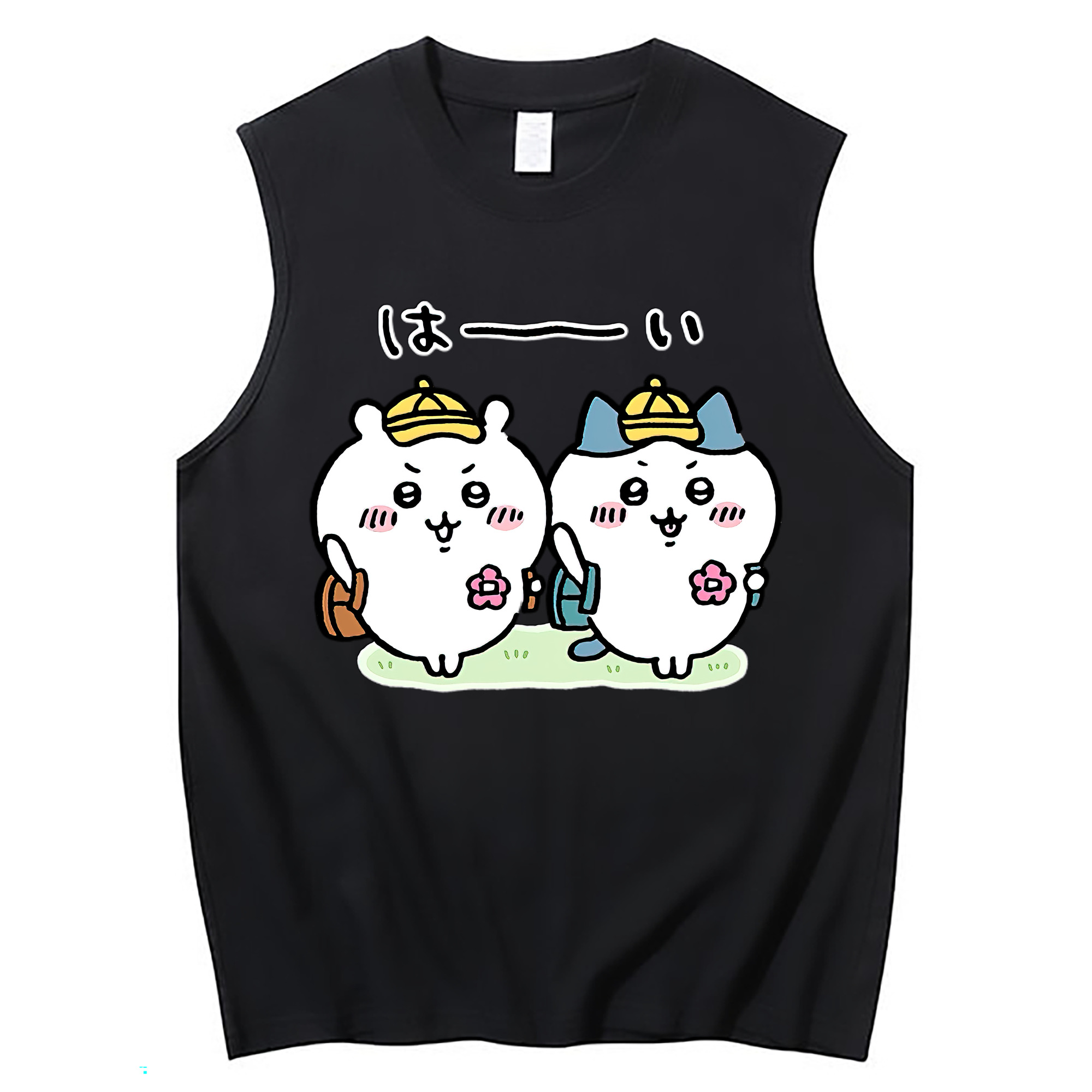 （画像用） ちいかわ ハチワレ Chii-kawa hachiware コットン100％タンクトップ（フロントプリント）
