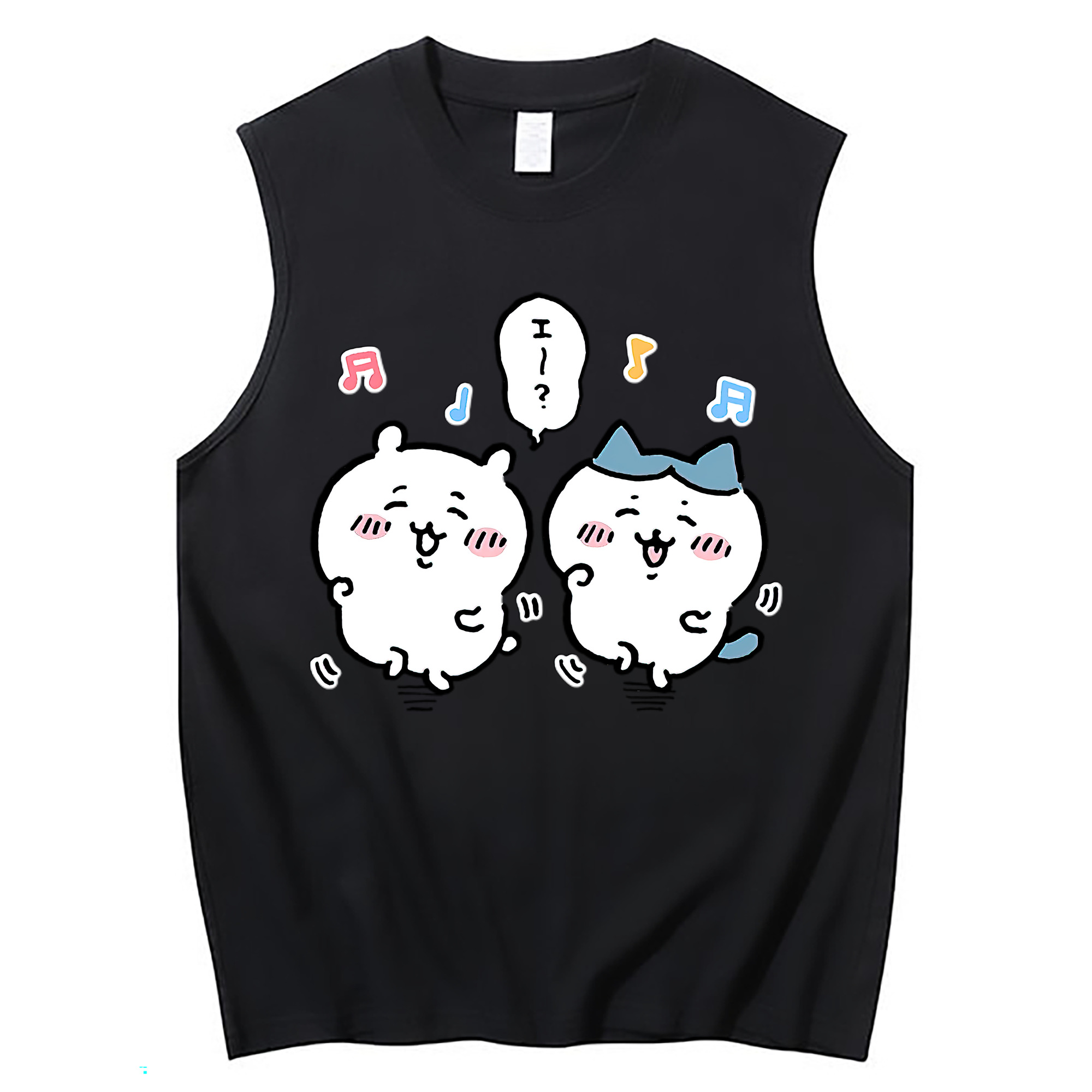 （画像用） ちいかわ ハチワレ Chii-kawa hachiware コットン100％タンクトップ（フロントプリント）