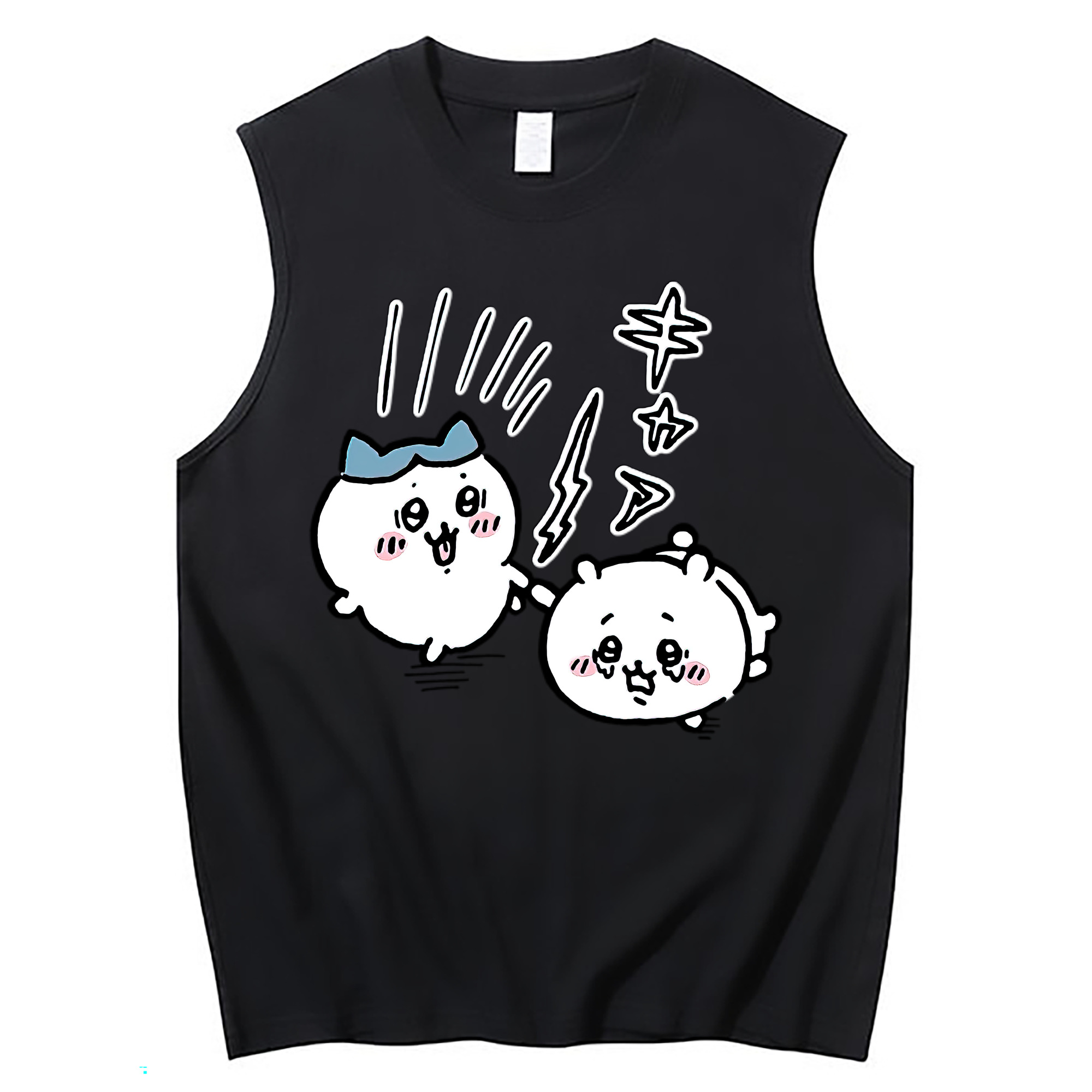 （画像用） ちいかわ ハチワレ Chii-kawa hachiware コットン100％タンクトップ（フロントプリント）