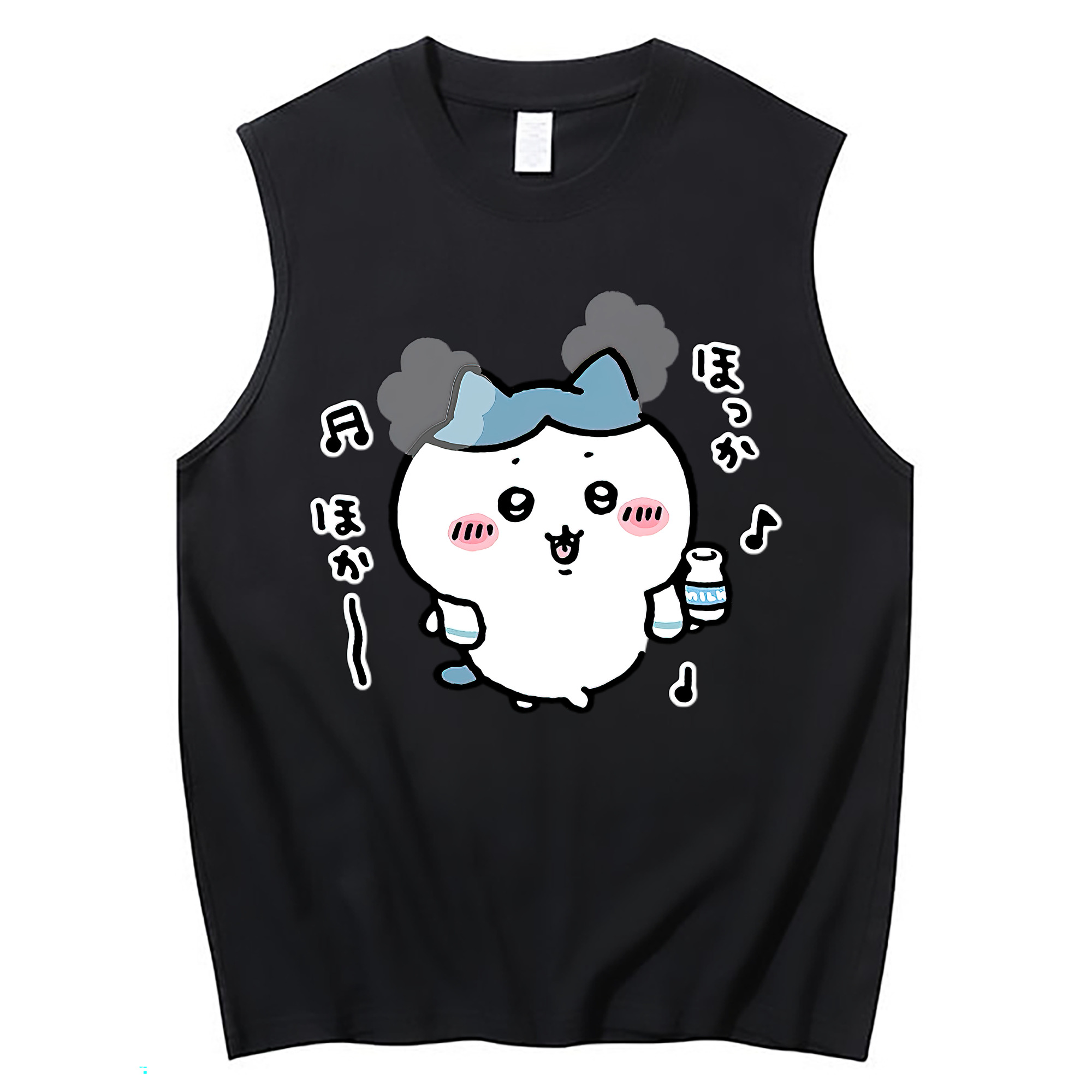 （画像用） ちいかわ ハチワレ Chii-kawa hachiware コットン100％タンクトップ（フロントプリント）
