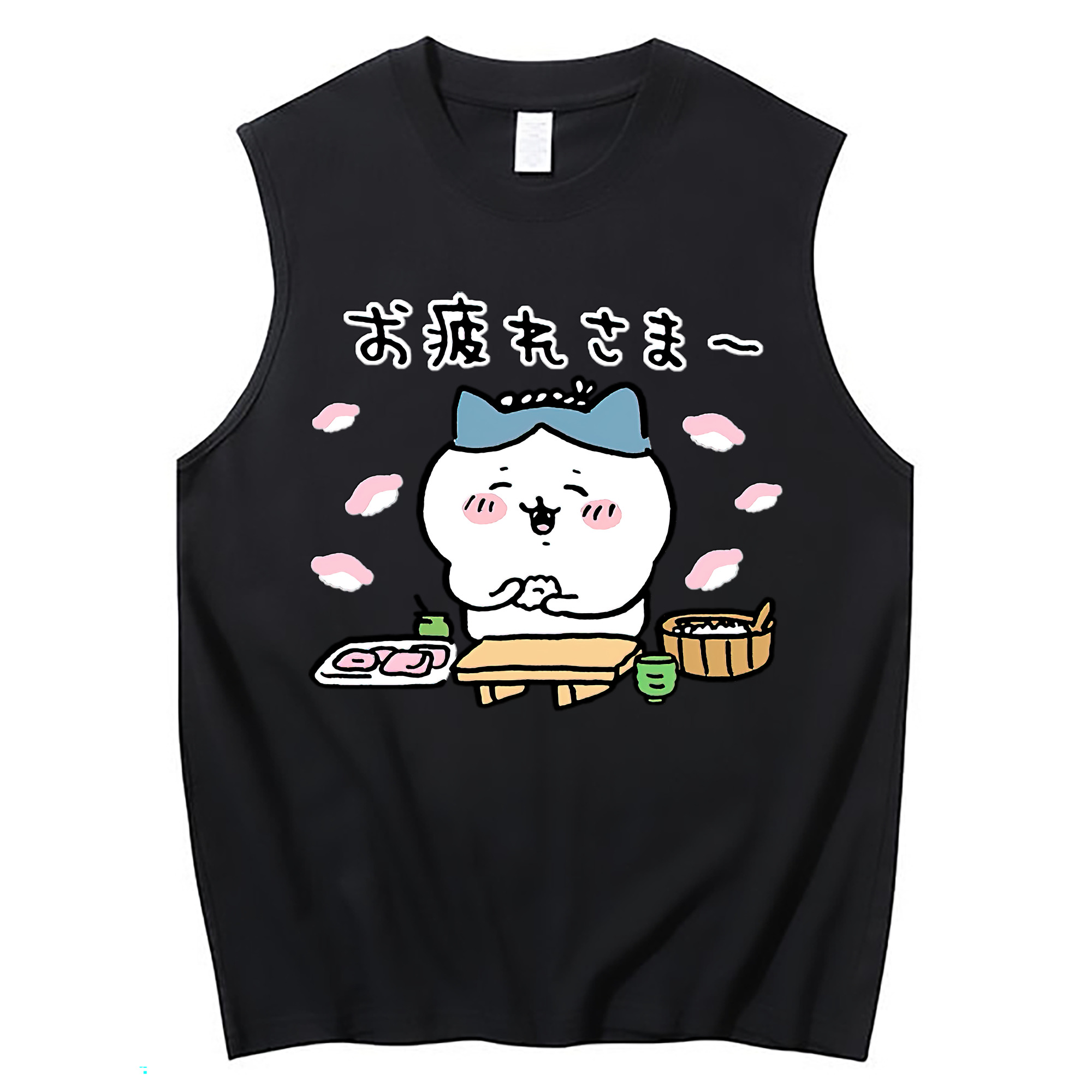 （画像用） ちいかわ ハチワレ Chii-kawa hachiware コットン100％タンクトップ（フロントプリント）
