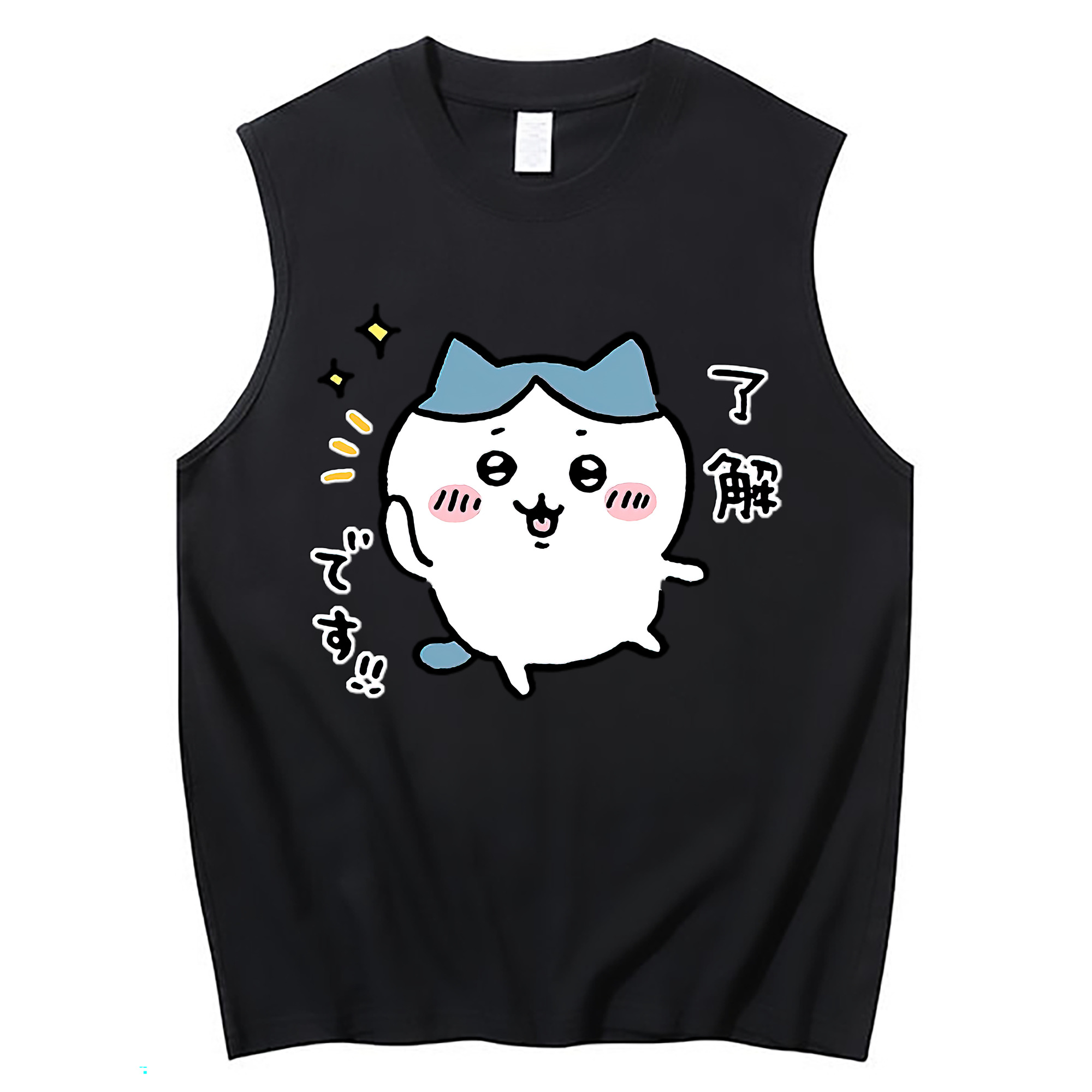 （画像用） ちいかわ ハチワレ Chii-kawa hachiware コットン100％タンクトップ（フロントプリント）