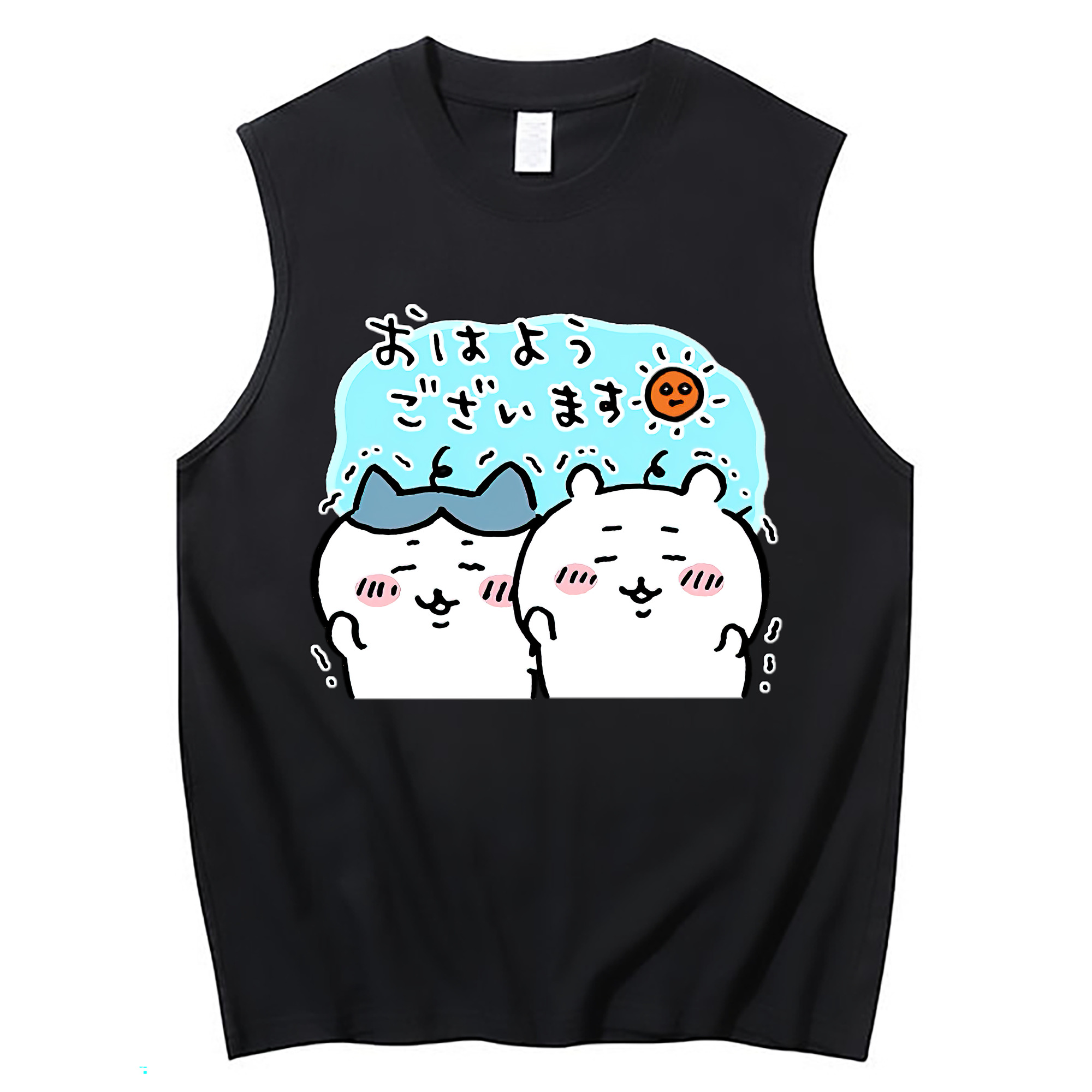 （画像用） ちいかわ ハチワレ Chii-kawa hachiware コットン100％タンクトップ（フロントプリント）